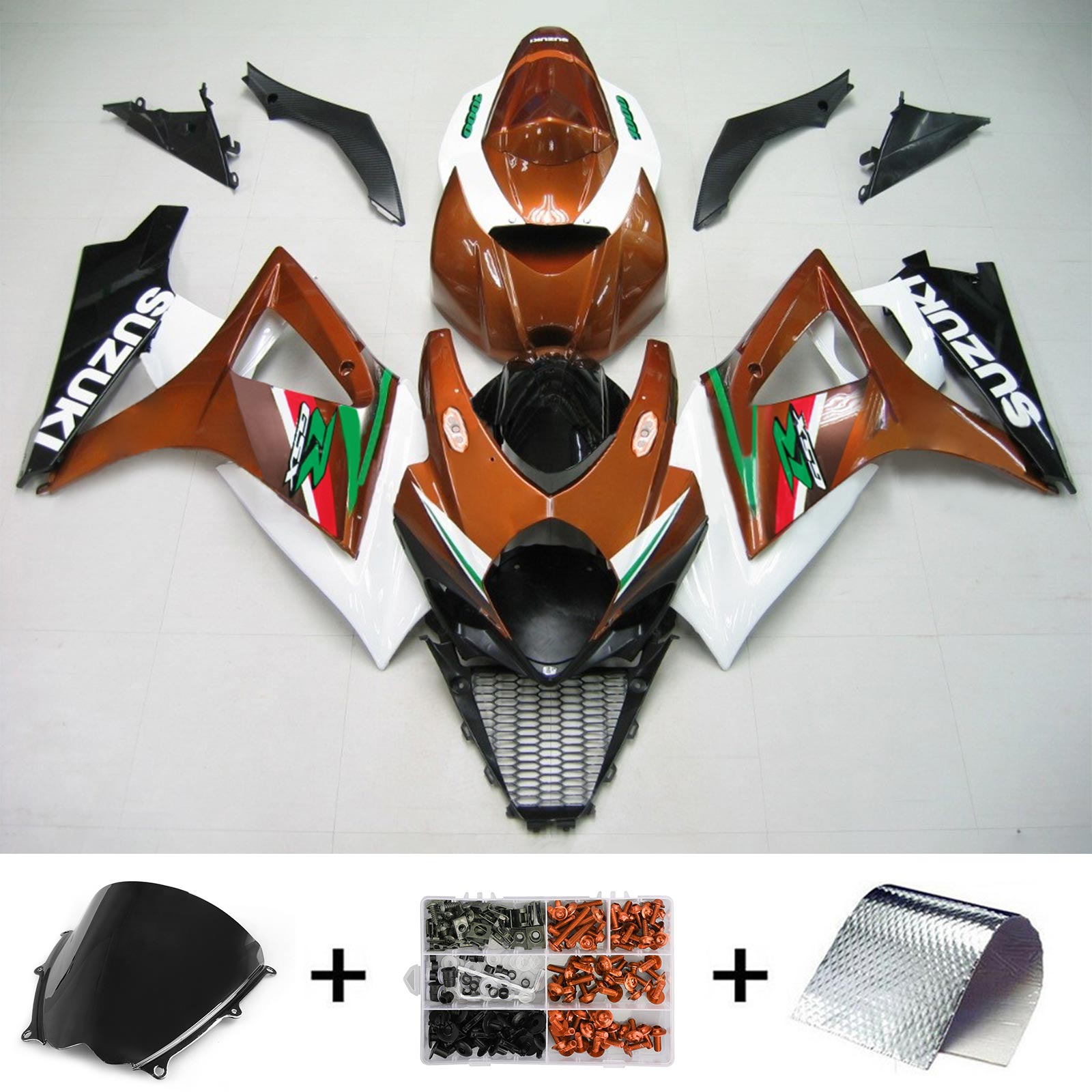 Amotopart 2007-2008 Suzuki GSXR1000 Fairing Brown&Green Kit
