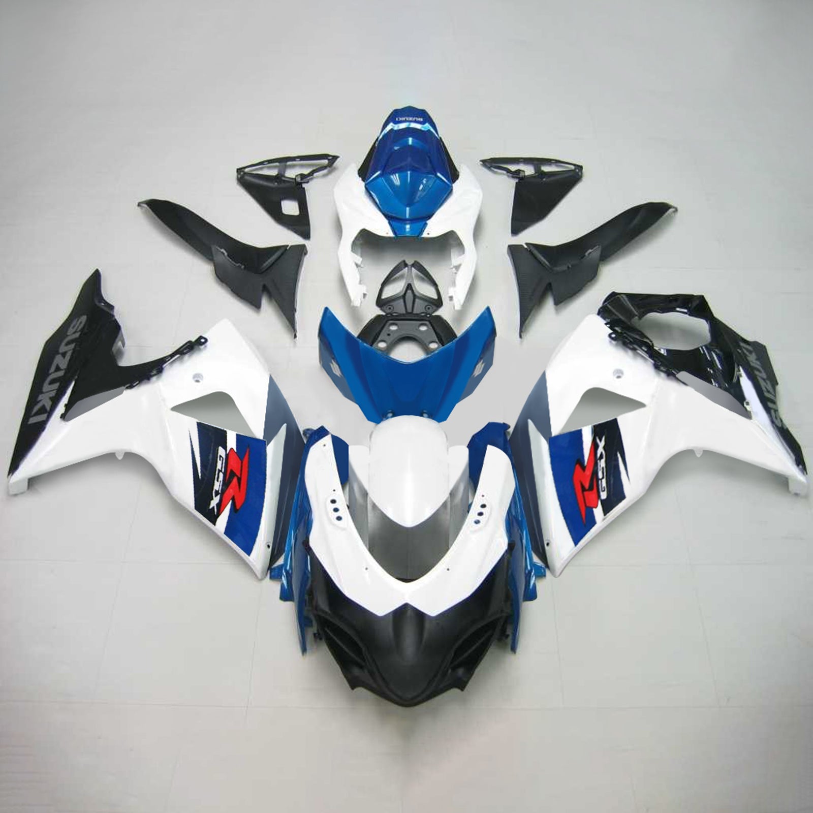 Amotopart 2009-2016 Suzuki GSXR1000 Fairing White & Blue Kit