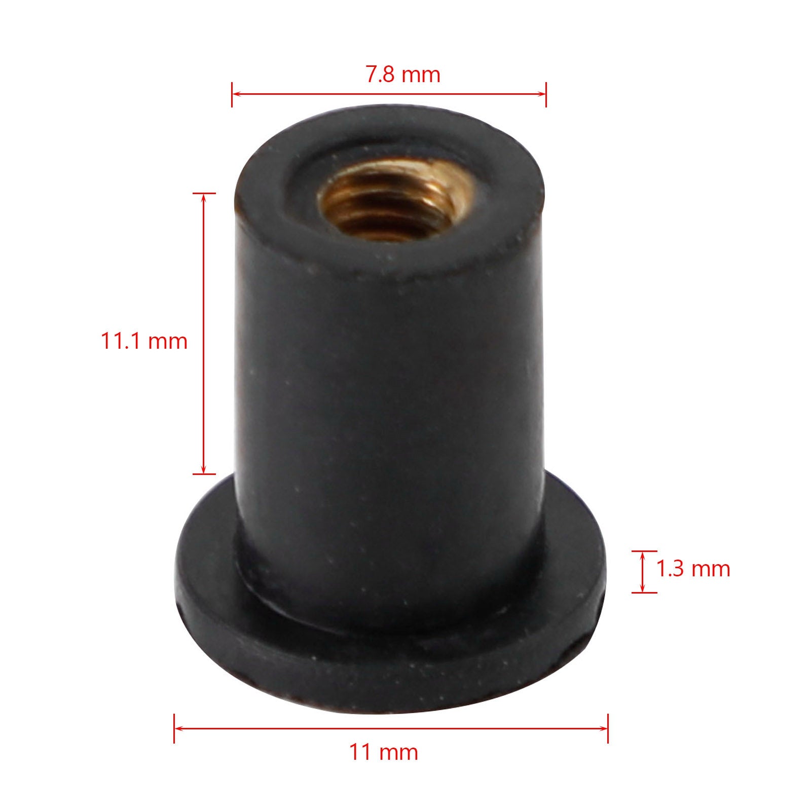 M4 Rubber Well Noten Well Noten voor kuip- en schermbevestigingspakket van 50 - 8 mm gat