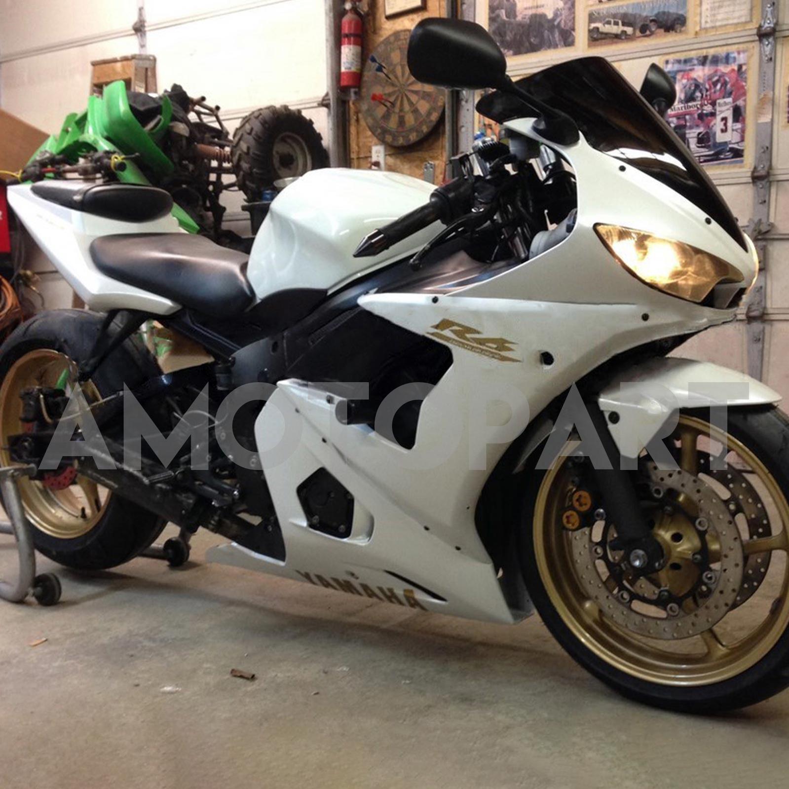 AMOTOPART 2003-2004 YAMAHA R6 & 2006-2009 YZF R6S FAIRING WHITE & GOLD KIT