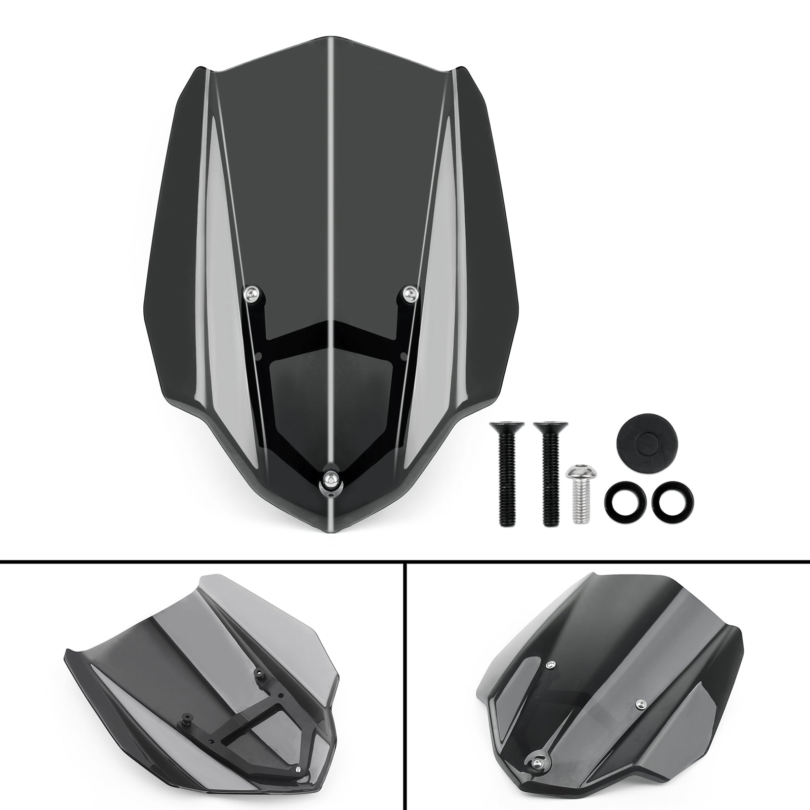 ABS motorcykel forrude forrude med beslag til Yamaha MT-03 16-19 sort generisk