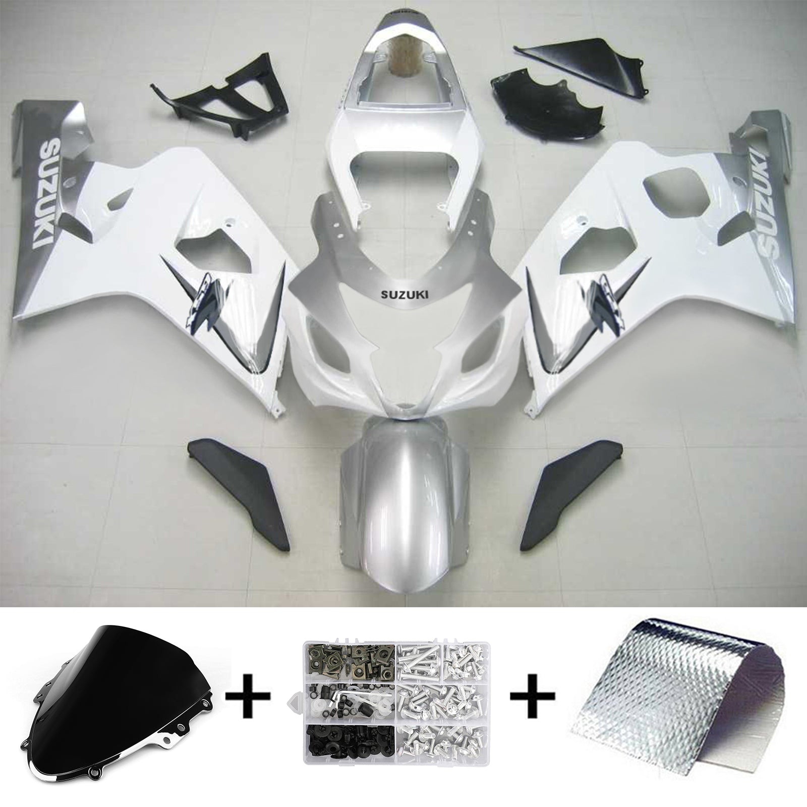 Amotopart Suzuki 2004-2005 GSXR 600/750 Kit de carenagem de lascas brancas