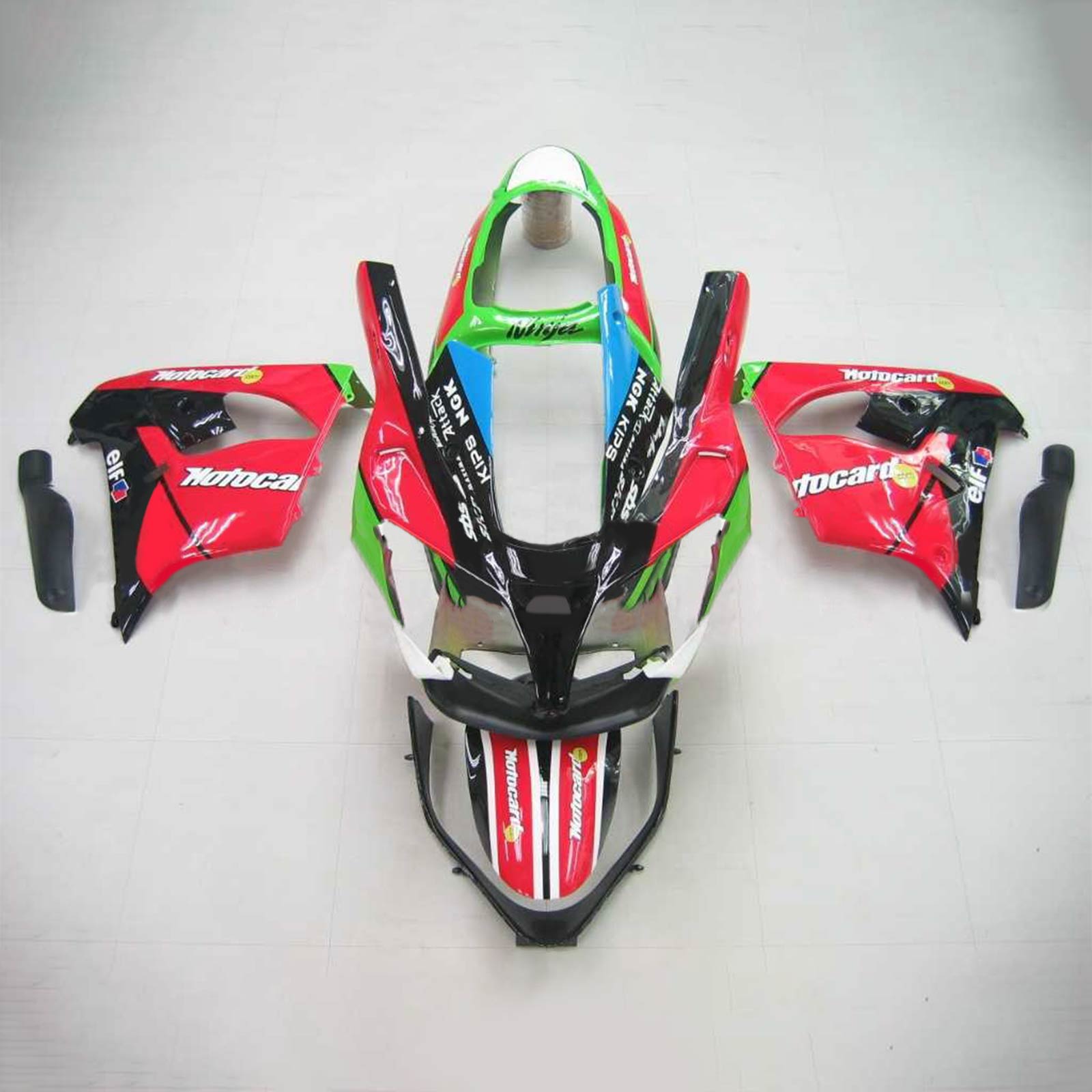Amotopart Kawasaki ZX9R 2000-2001 Red Green Fairing Kit