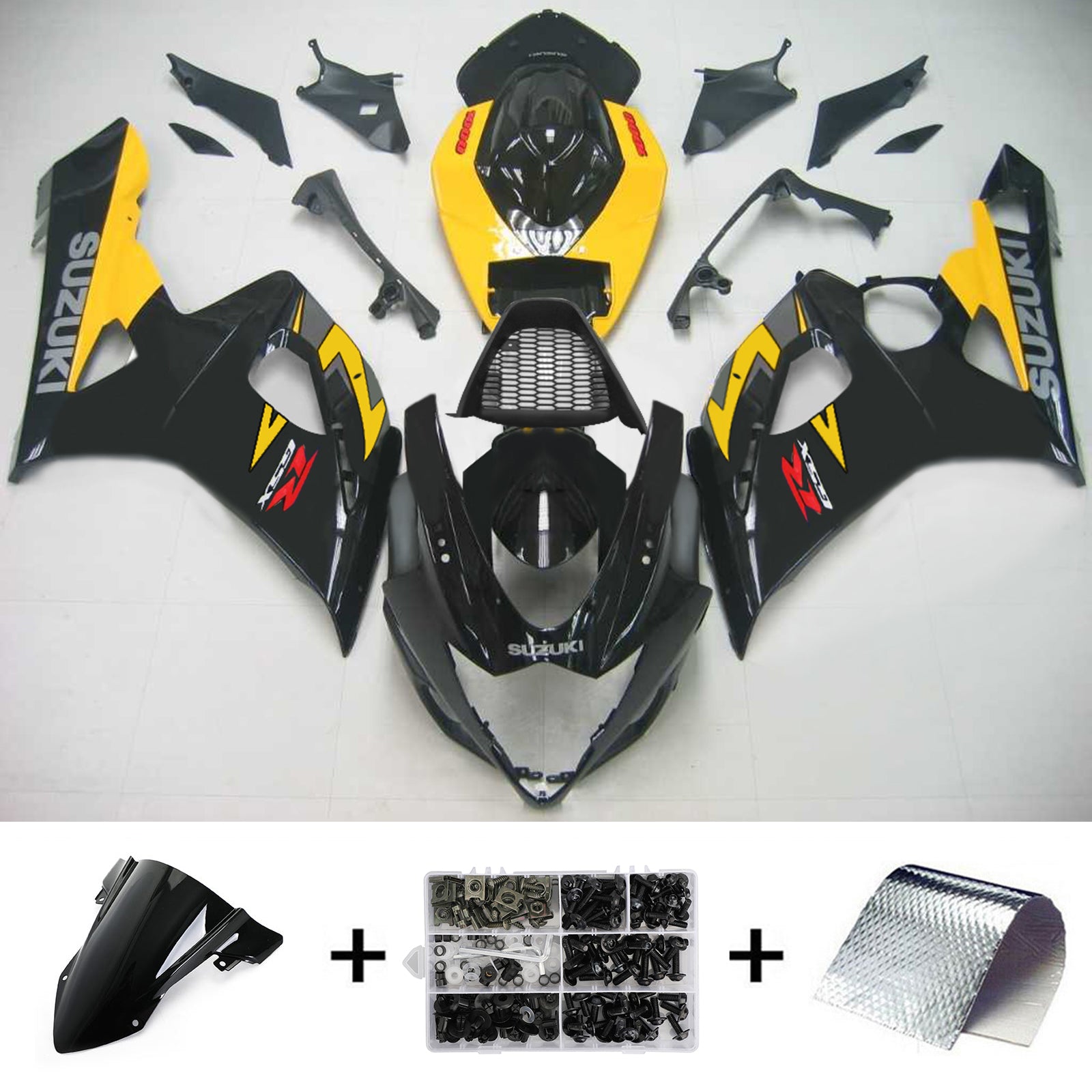 Amotopart 2005-2006 Suzuki GSXR1000 Fairing Black&Yellow Kit