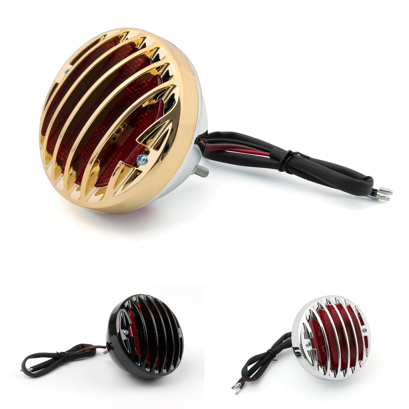 Runde Motorrad -Schwanzbremslicht für Bobber Chopper Ratte Custom Black Schwarz