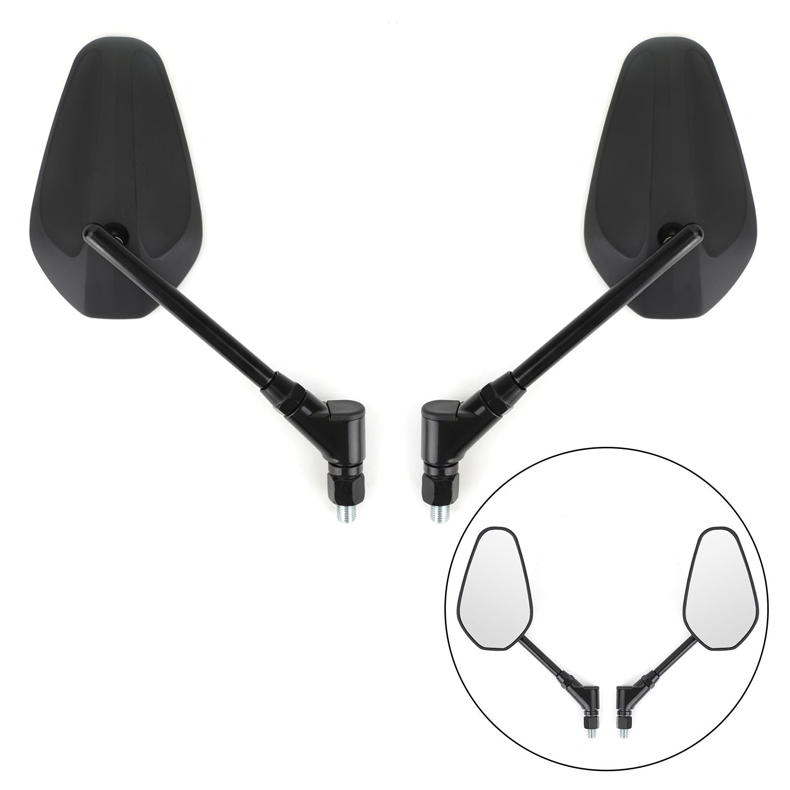 Nieuw zwart links en rechter motorfiets cruiser chopper achteruitkijk zijkantspiegels m10 10 mm generiek