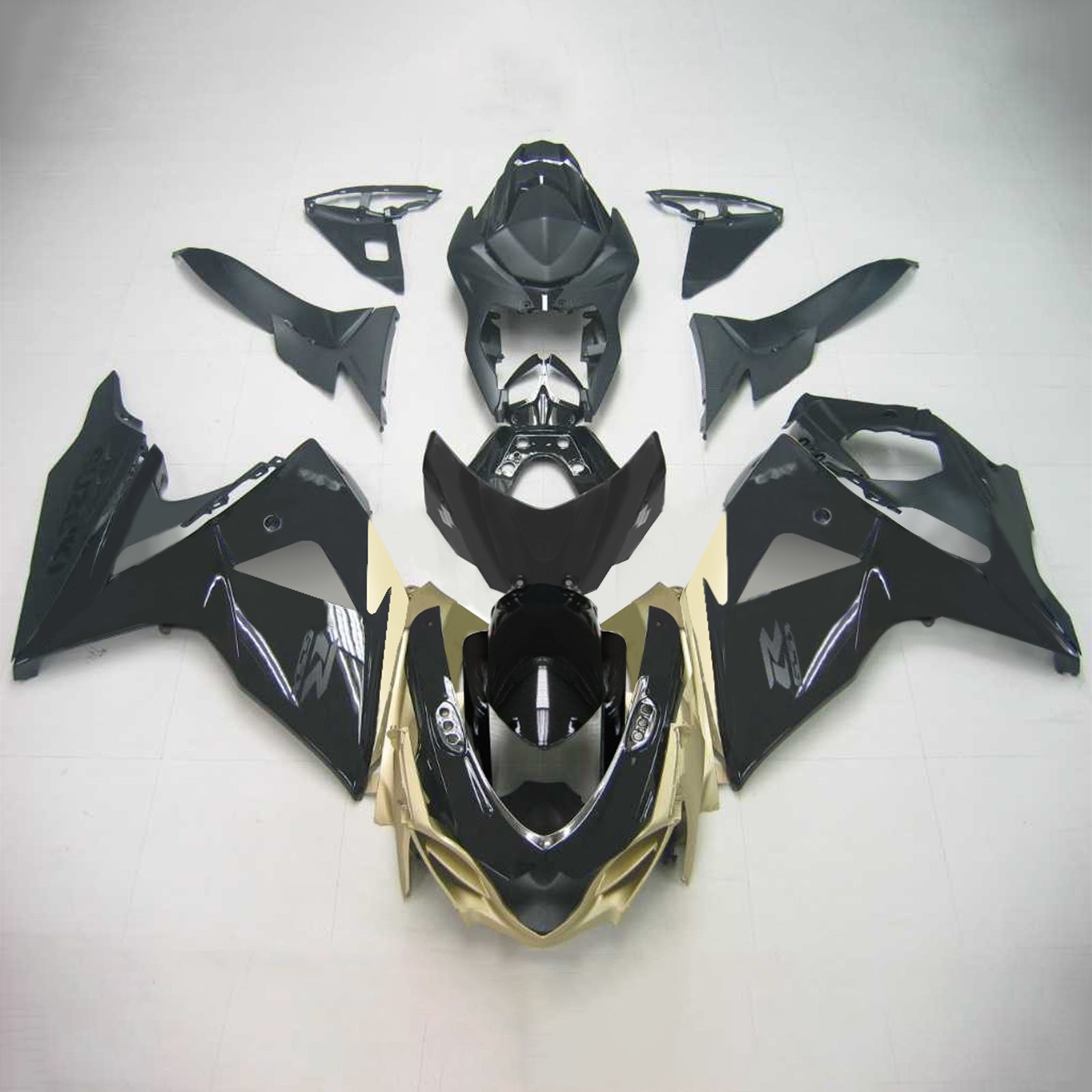 Amotopart 2009-2016 Suzuki GSXR1000 Fairing Gold & Black Kit
