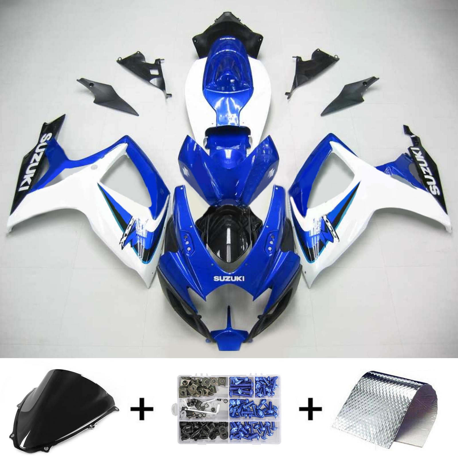 Amotopart 2006-2007 Suzuki GSXR 600/750 Blue&White Style1 Fairing Kit