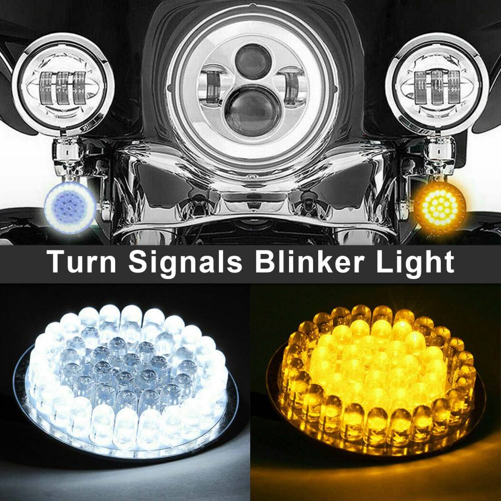 Juego De Intermitentes LED 1157 Ahumados Para Harley Davidson Street Glide, Road King Y Más – Luz Blanca/ámbar