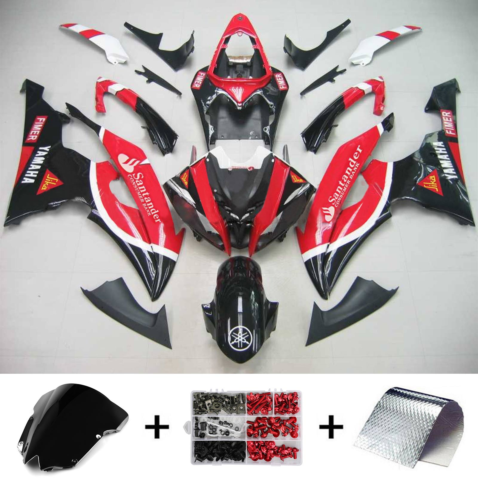 Amotopart Yamaha 2008-2016 YZF 600 R6 Black White Red Fairing Kit