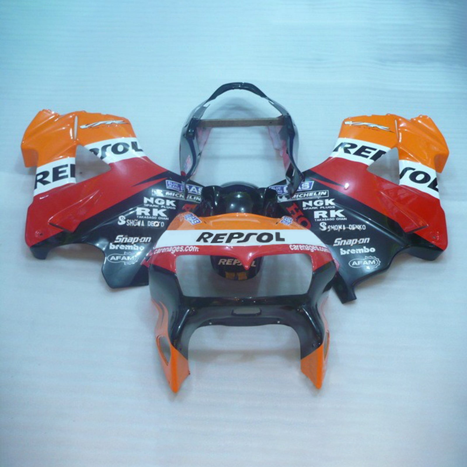 Amotopart 1998-2001 Honda VFR800 Fairing Red & Orange Repjol Kit