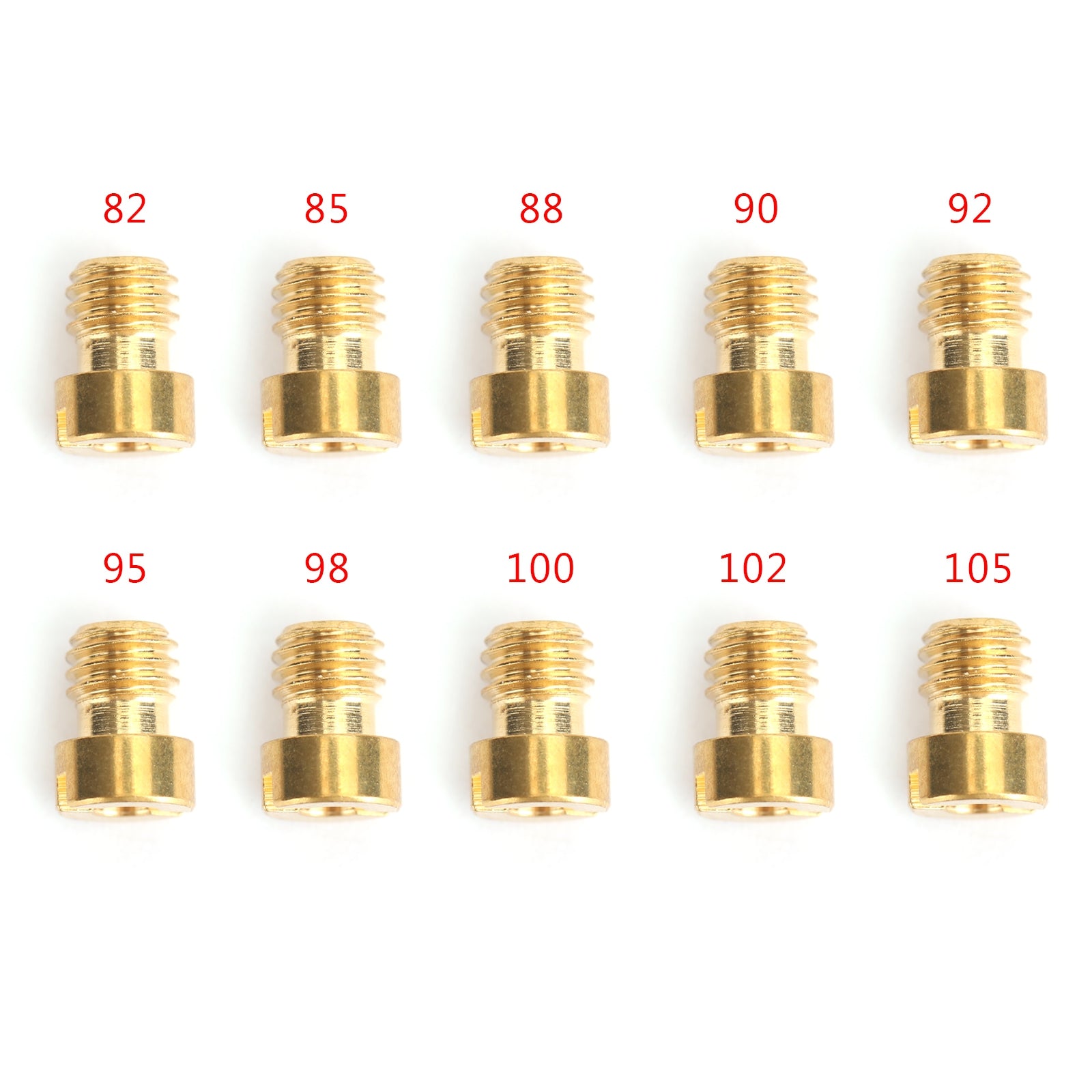 10Set Round Head Main Jet 5mm 82-105 til GY6 Motorcykel Scooter Carburetor PZ19