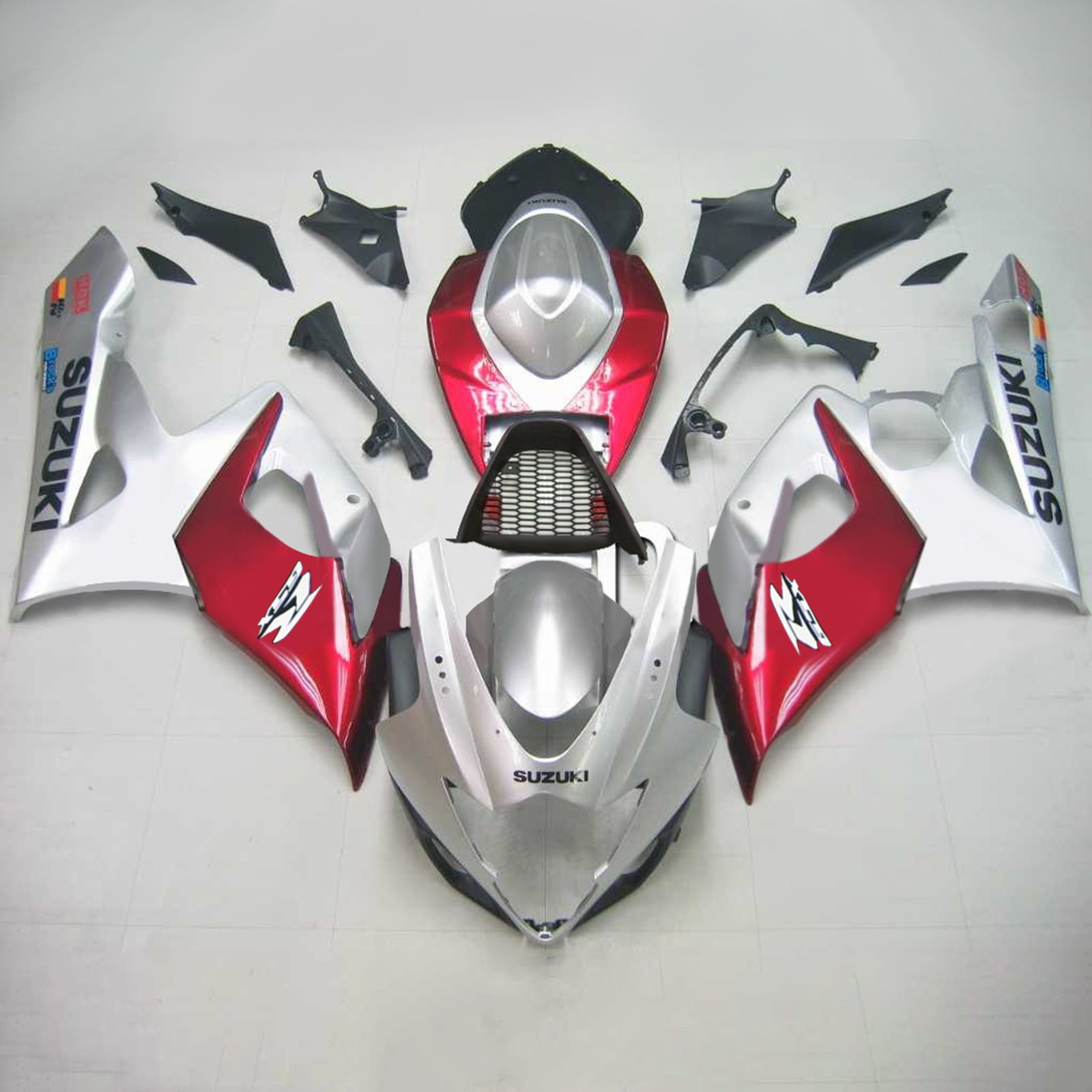 Amotopart 2005-2006 Suzuki GSXR1000 Fairing Sliver&Red Kit