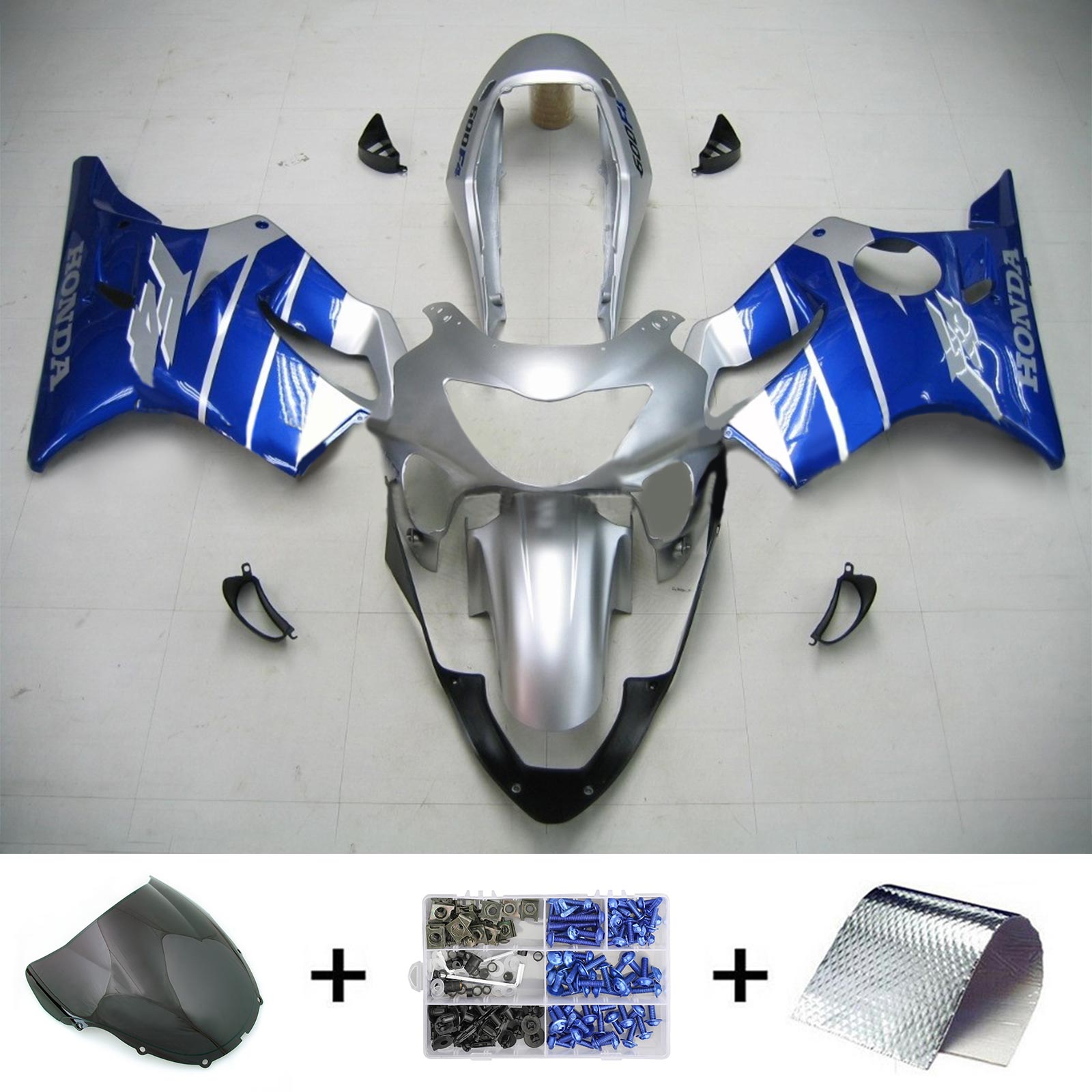 Amotopart Honda CBR600F4 1999-2000 Blu&SKit di carenatura fegato