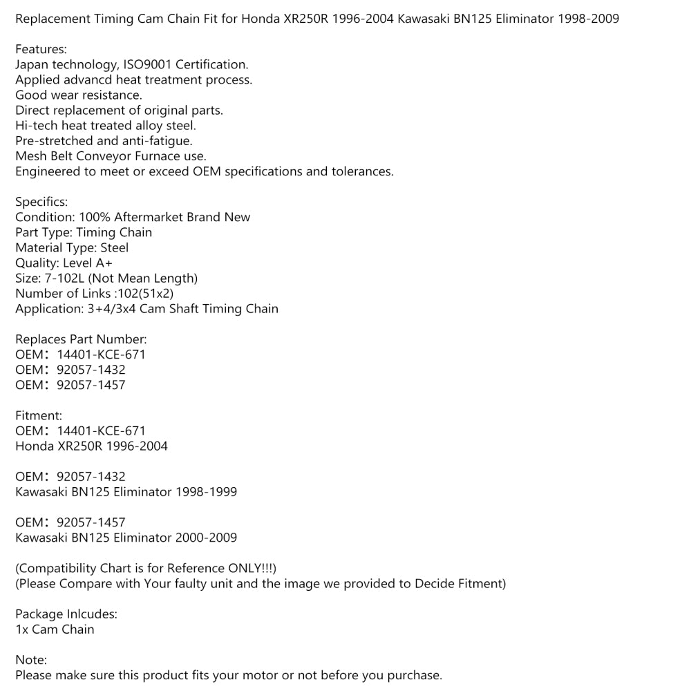 Timing Drive Chain For Kawasaki 92057-1432 92057-1457 14401-Kce-671 Bn125 Generic