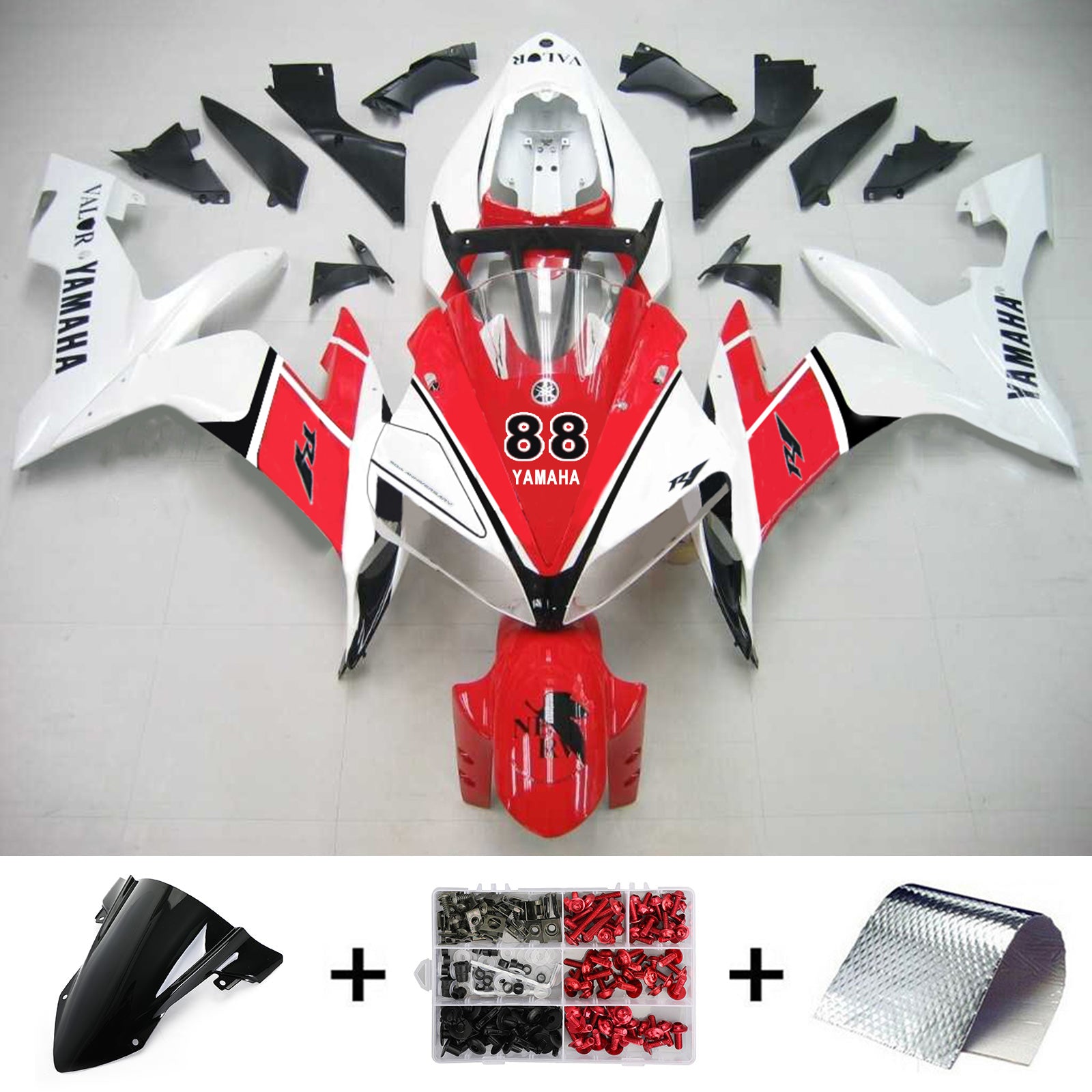 Amotopart Yamaha 2004-2006 YZF 1000 R1 bílá červená sada kapotáže