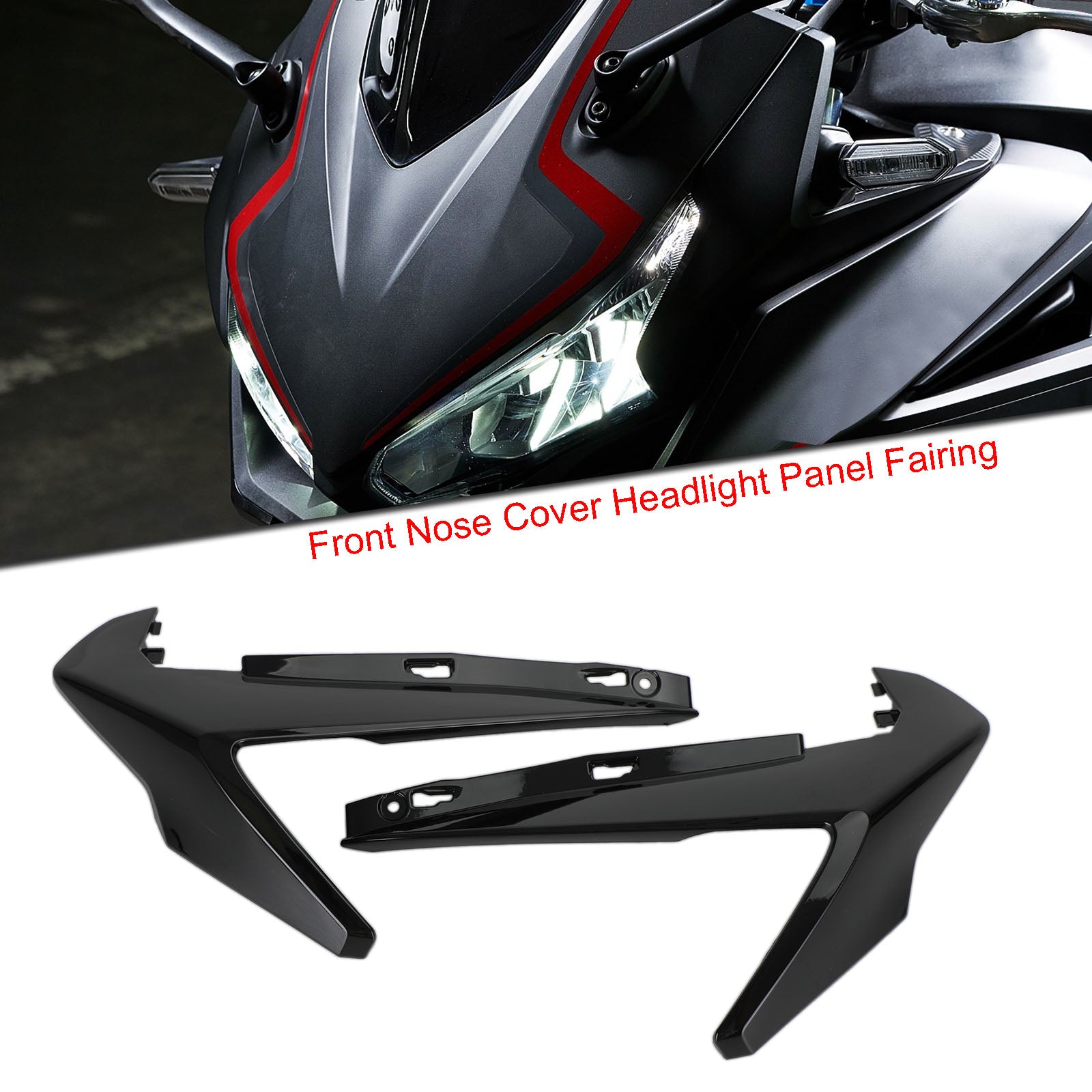 Front Nose Cover Forlight Panel Fairing til Honda CBR500R 2019-2021 Sort