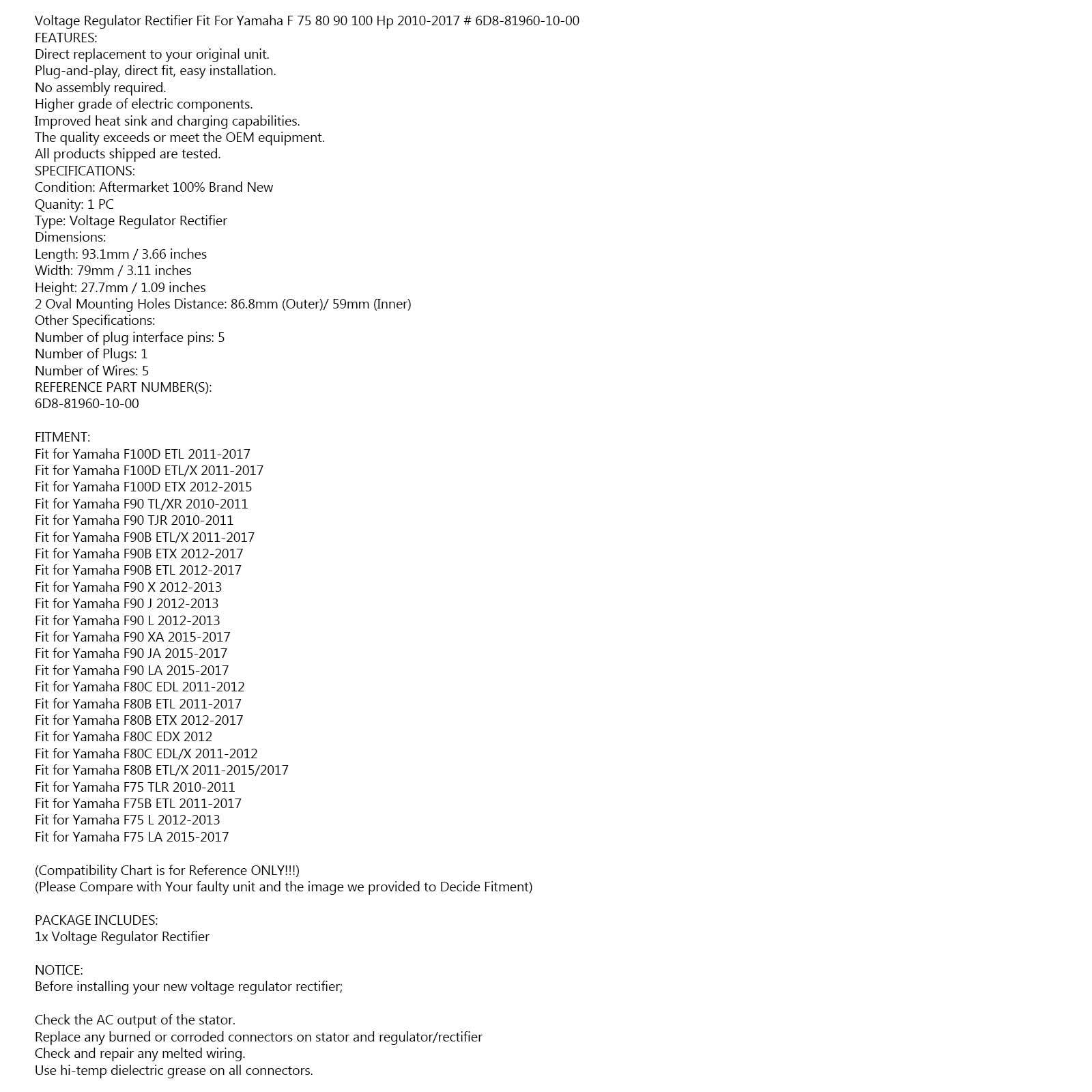 Gleichberechtigungsregler für Yamaha F 75 PS 80 PS 90 PS 100 PS 2010-2017 6d8-81960-10