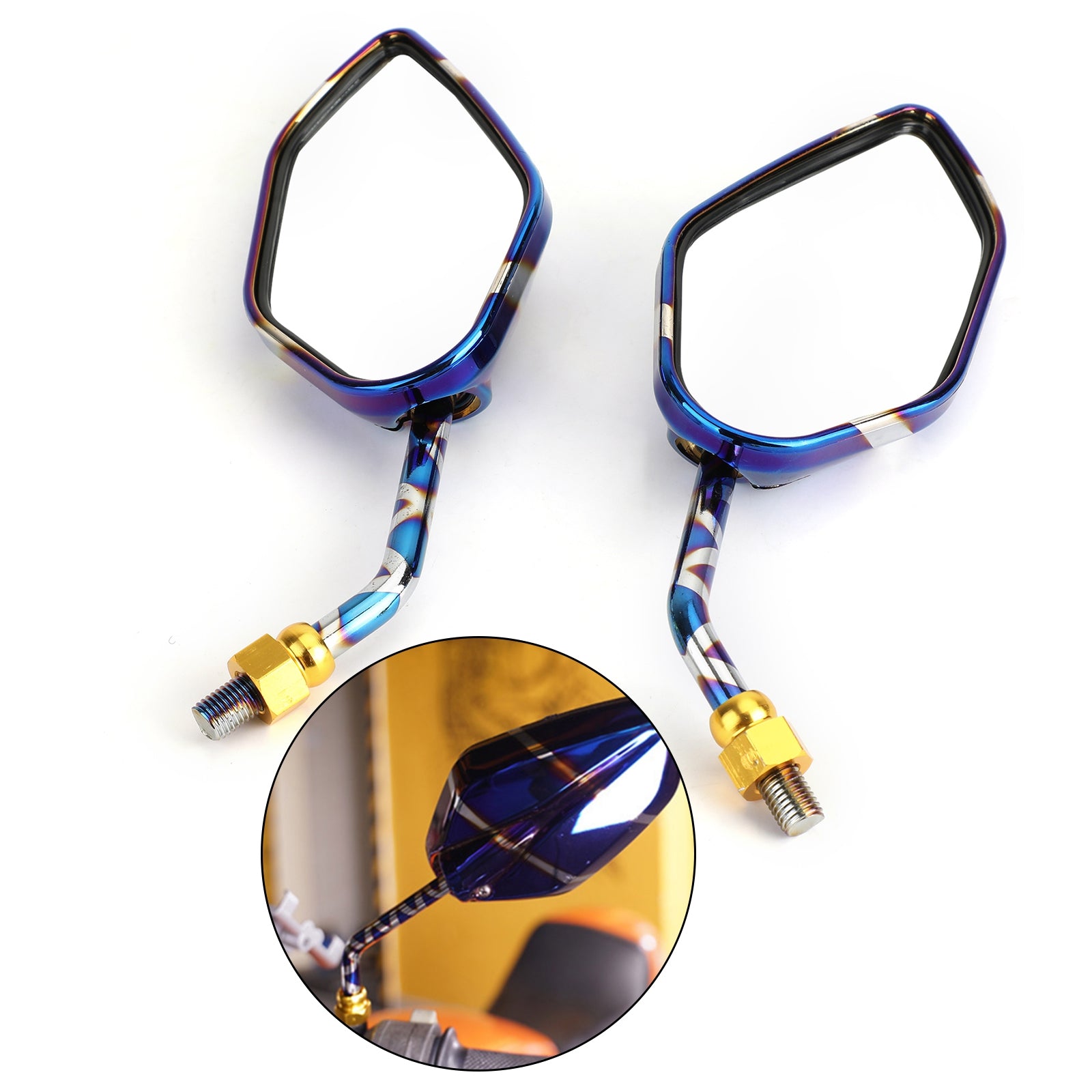 Verbrande titaniumzijde achteruitkijkspiegels 10 mm M10 voor cafe racer op maat gemaakte motorfiets generiek