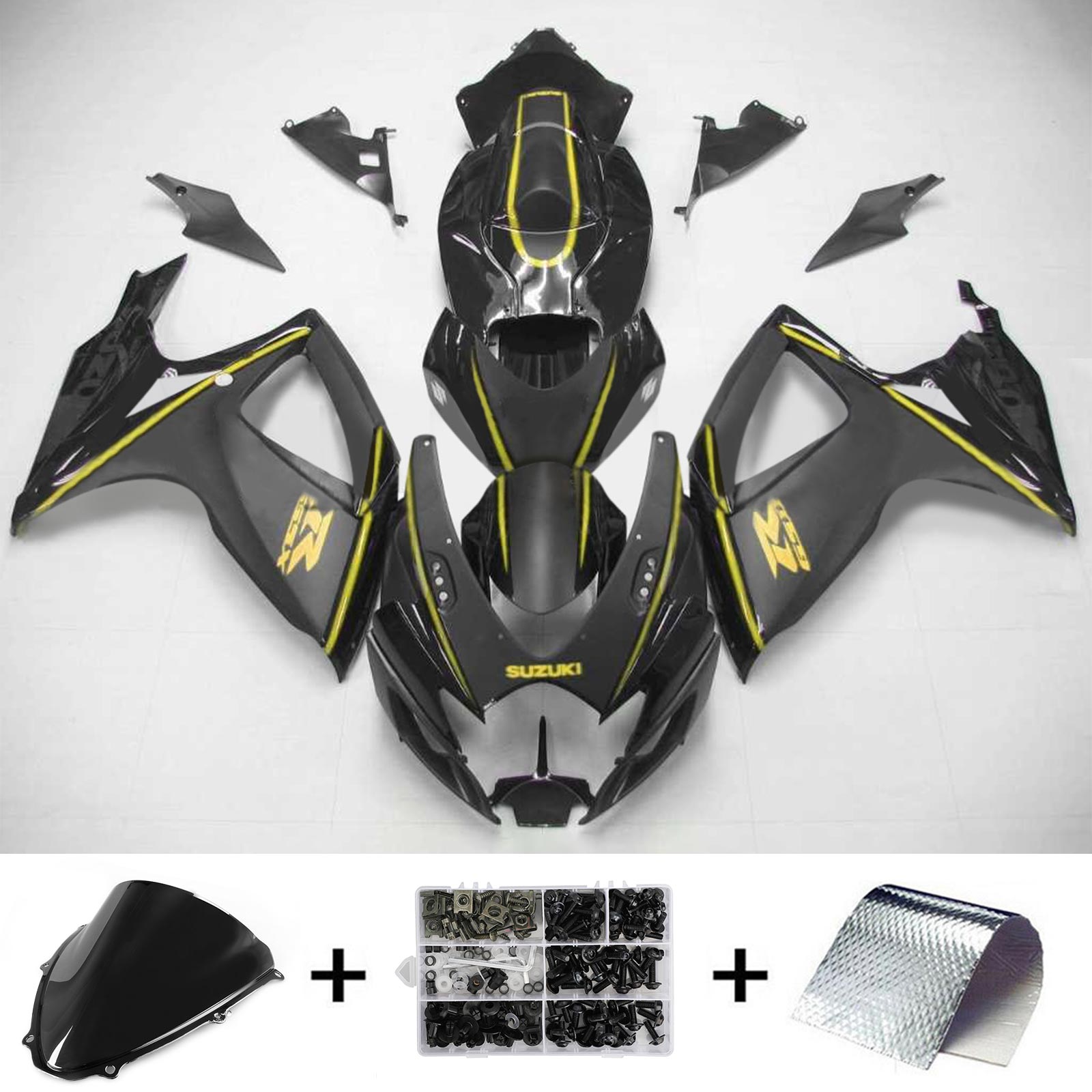 Amotopart 2006-2007 Suzuki GSXR 600/750 Matte Black & Yellow Fairing Kit