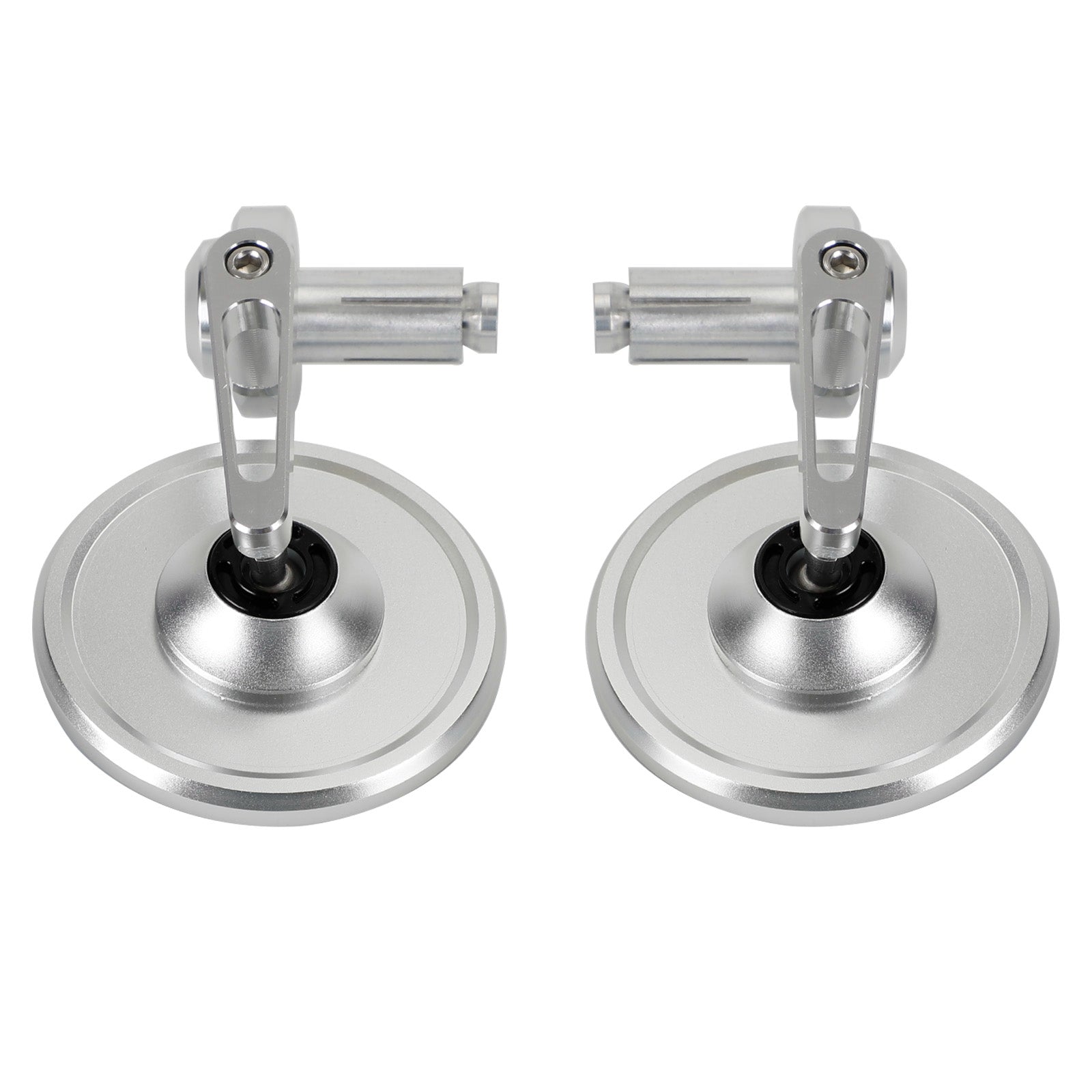 Aluminum Handlebar End Mirror 7/8"-1" Silver Short Arm BAR End 3" Round Mirrors