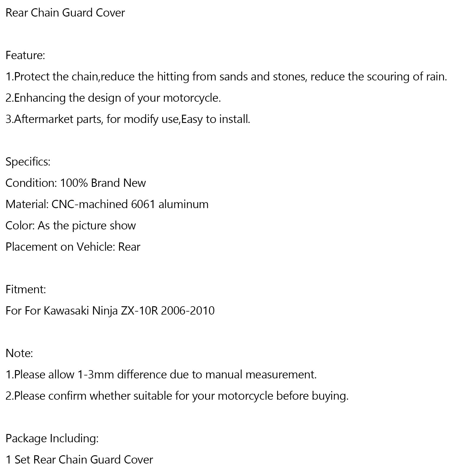 Ochránci chrániče řetězového řetězu pro kawasaki ZX10R ZX-10R 2006-2010