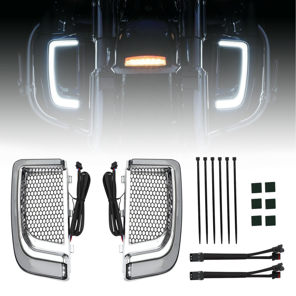 Harley Electra Flh T Road Glide Tracer LED LED NIEDRIGE KAHLEN NEUER GRILLS Lichter