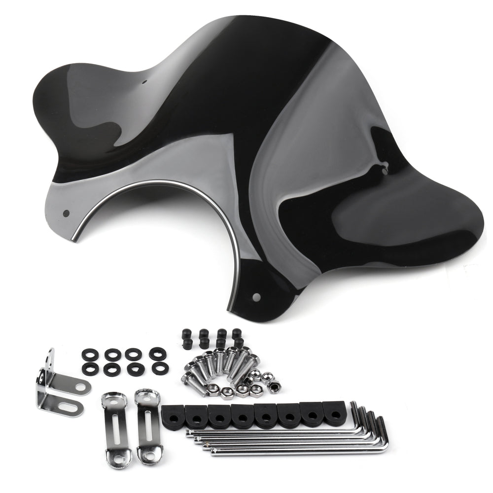Windshield de pára -brisa universal de motocicleta com kit de montagem negra genérico