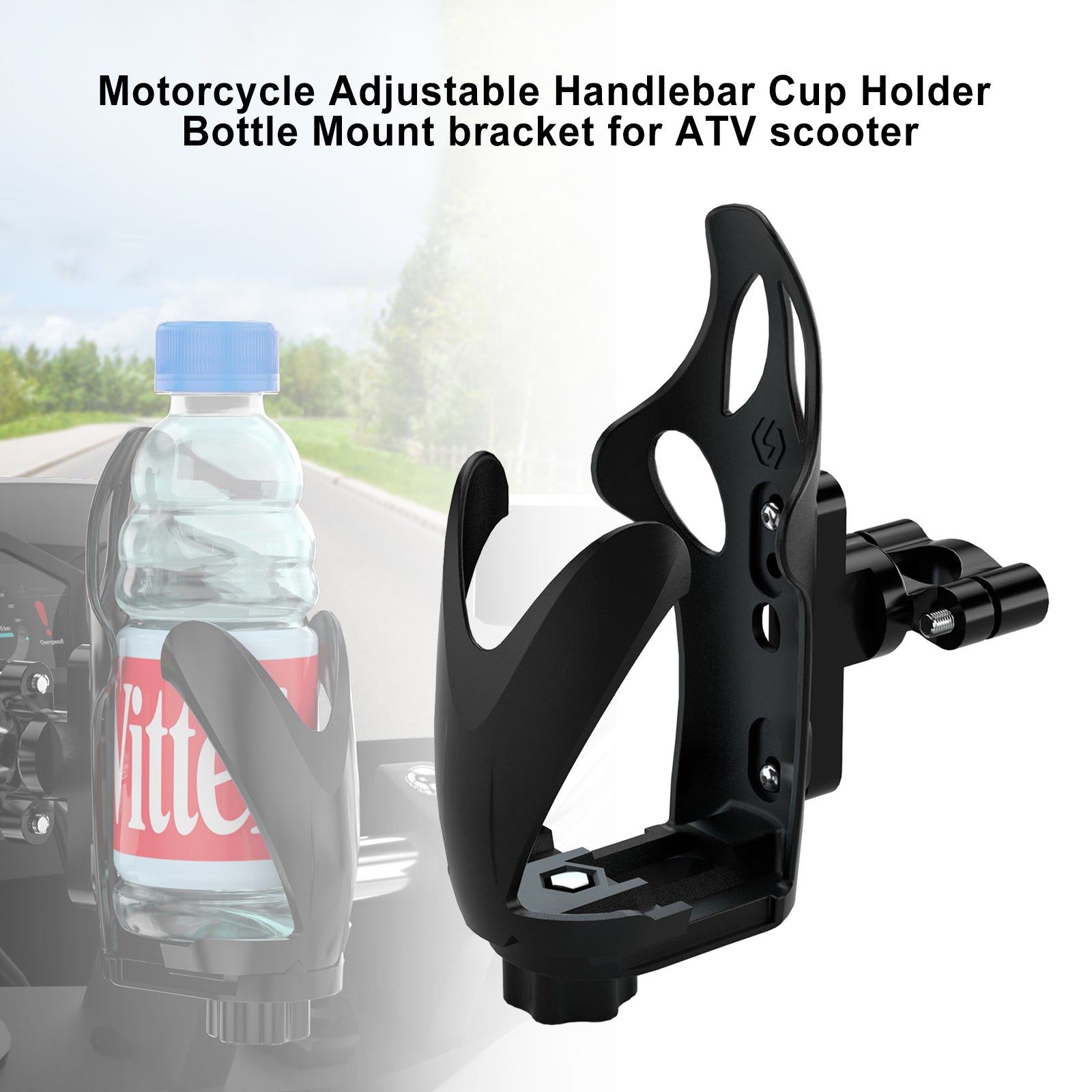 Motor Justerbar styret Cup Holder Flaske Mount Bracket til ATV Scooter Blackc Generic