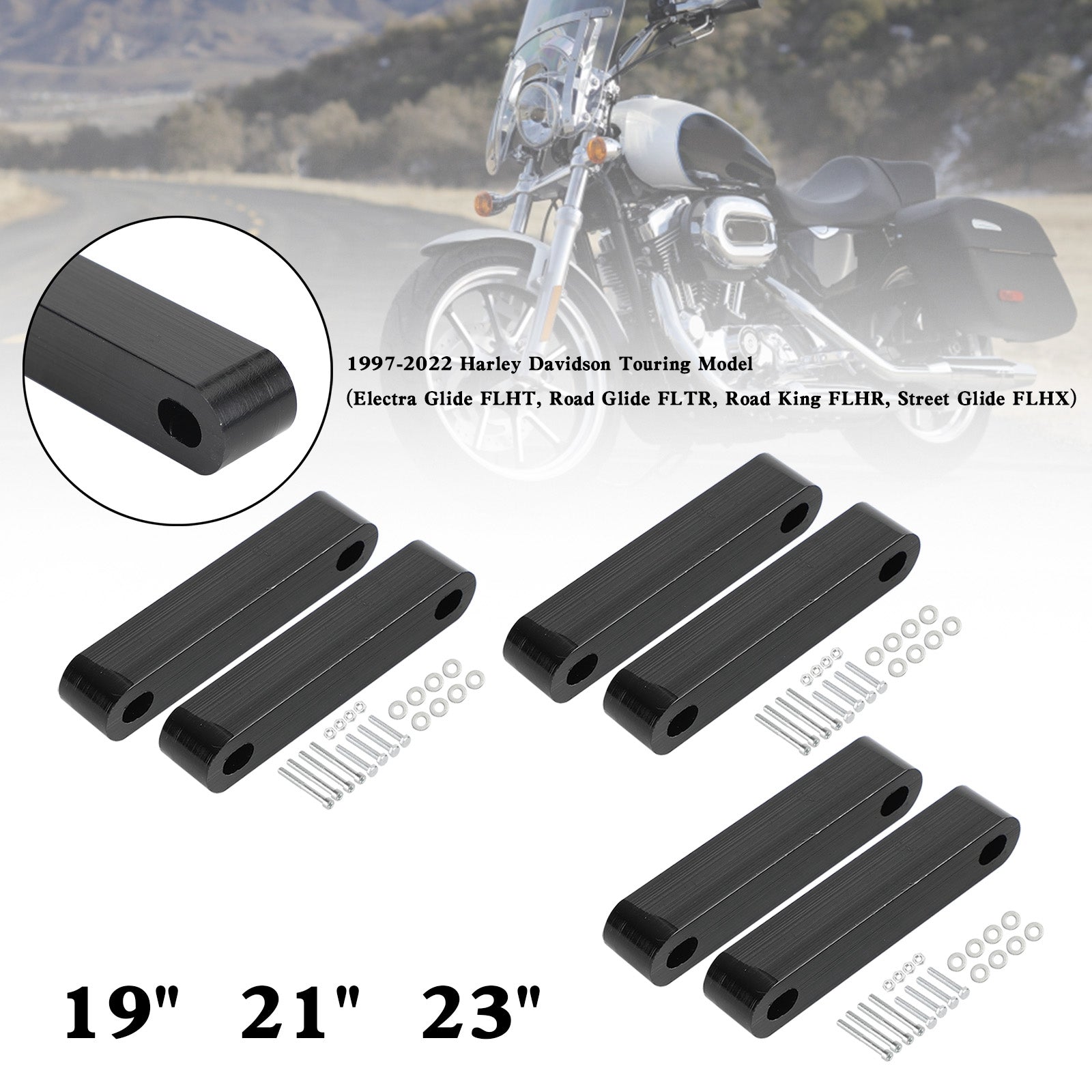 19" 21" 23" Spaceres de Fender Front para turnê Electra Street Glide Road 1997-2022