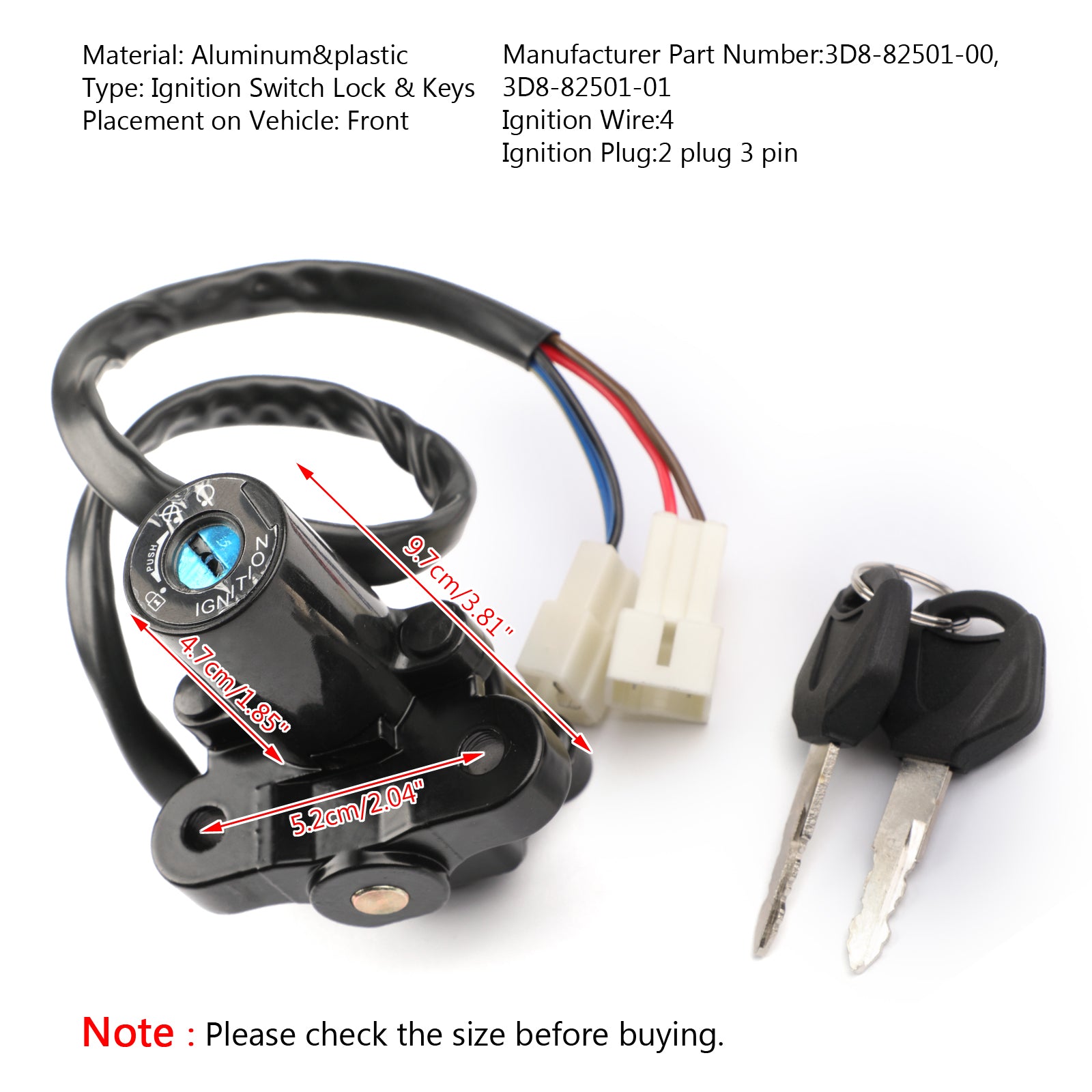 Ignition Switch Lock Keys Fit For Yamaha XVS1300CU Stryker 2011-2017 XVS1300A V-Star Classic 2007-2014 XVS950 V-Star 2009-2016