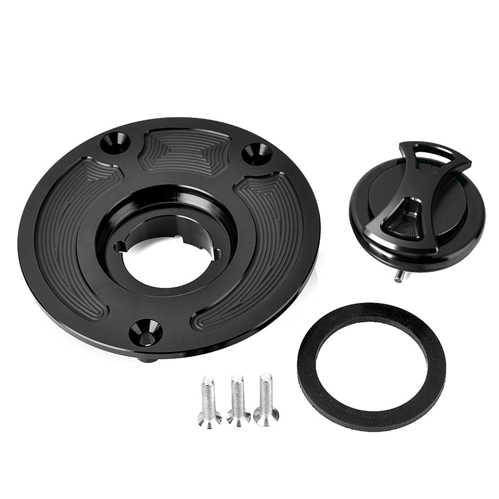 CNC Keyless Kraftstoffgaskappe für Kawasaki ER z 250 300 Ninja EX 2008-2017 Schwarz