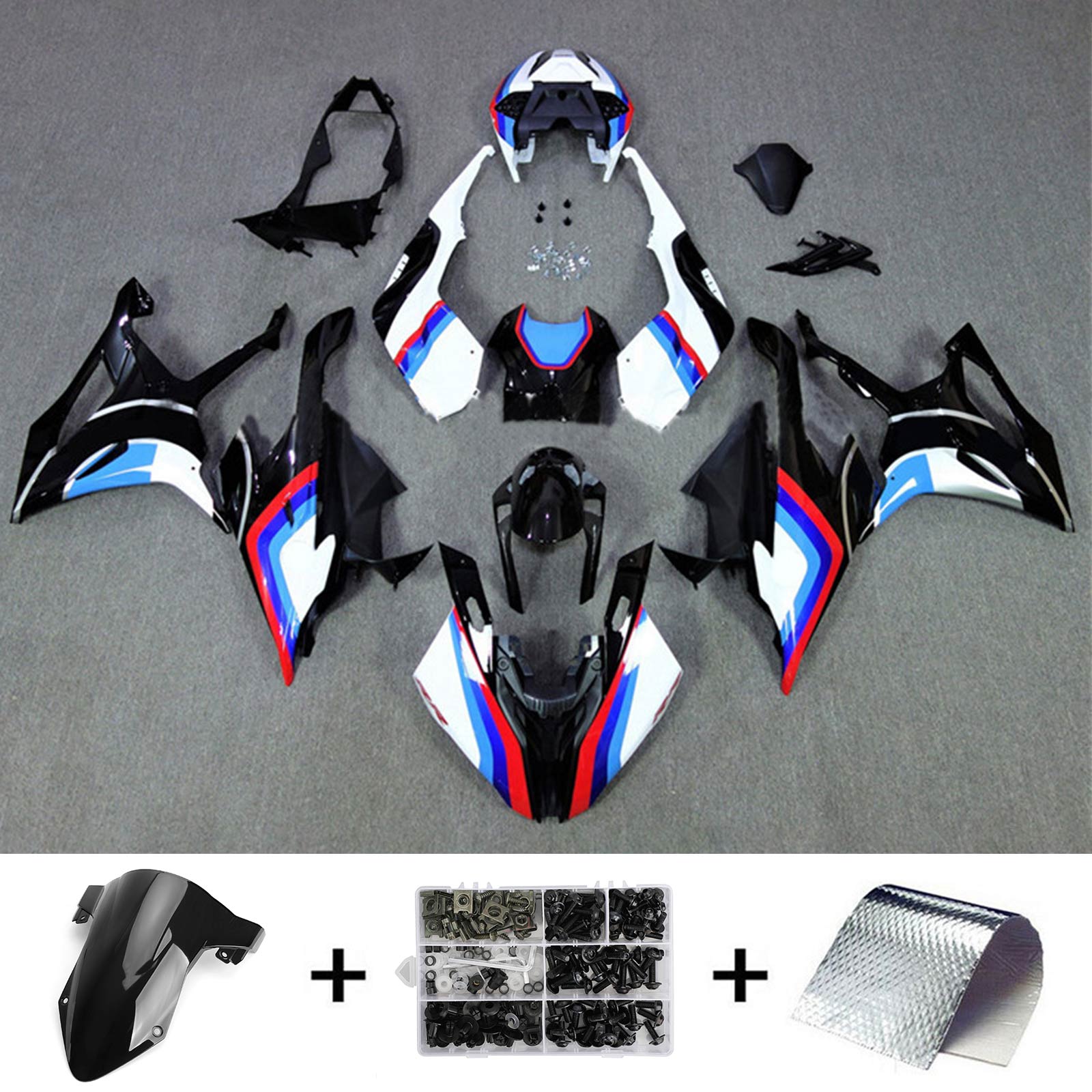 Amotopart 2019-2022 BMW S1000RR/M1000RR Kit de carenado Racing Style1 negro blanco