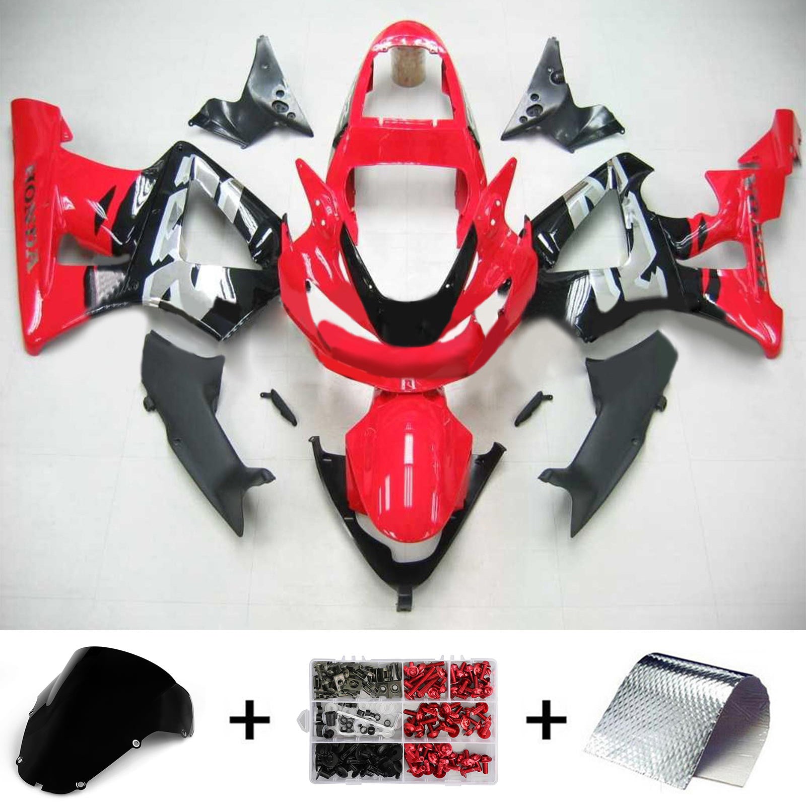 Amotopart 2000-2001 Honda CBR929RR Fairing Red&Black Style3 Kit