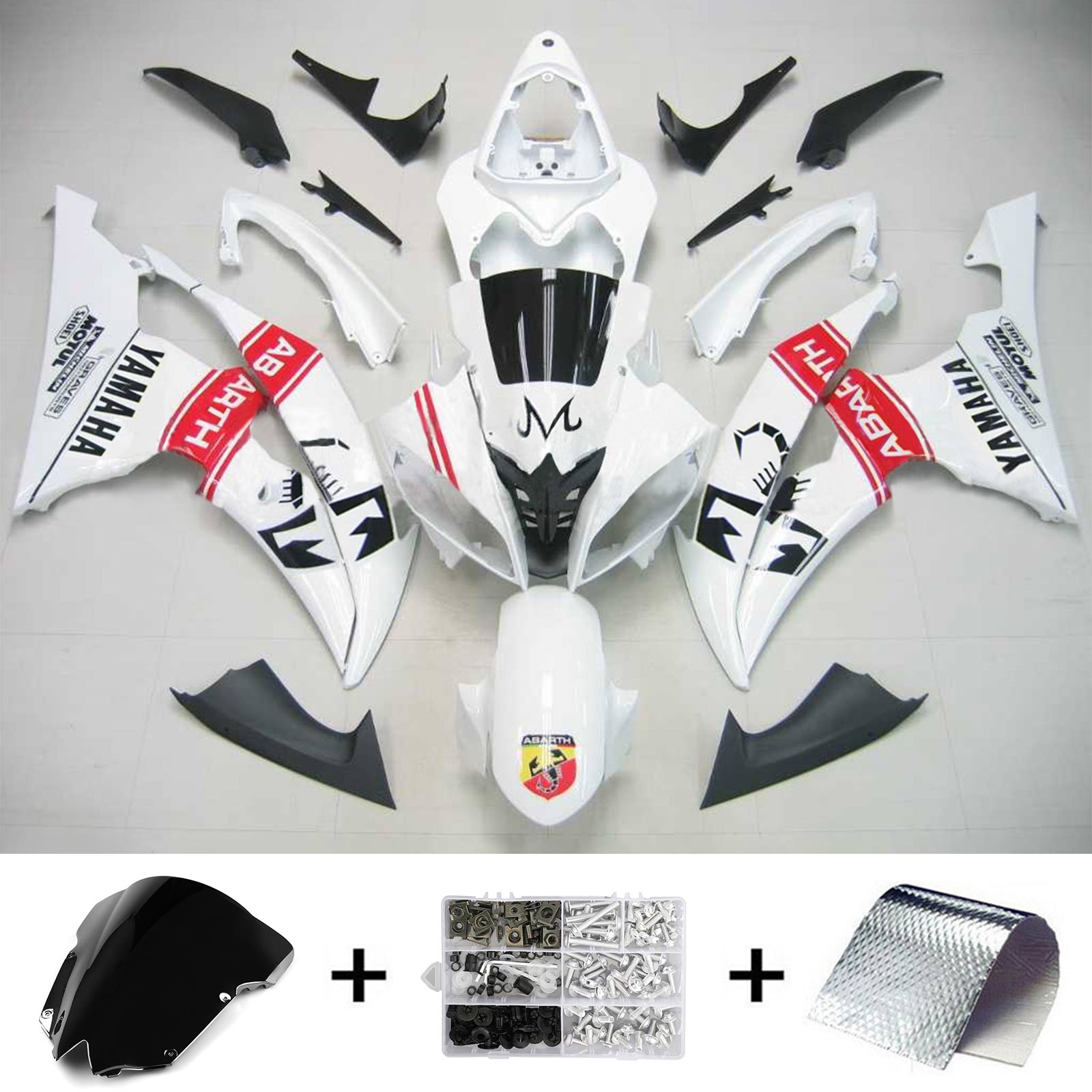 Amotopart Yamaha 2008-2016 YZF 600 R6 White Fairing Kit