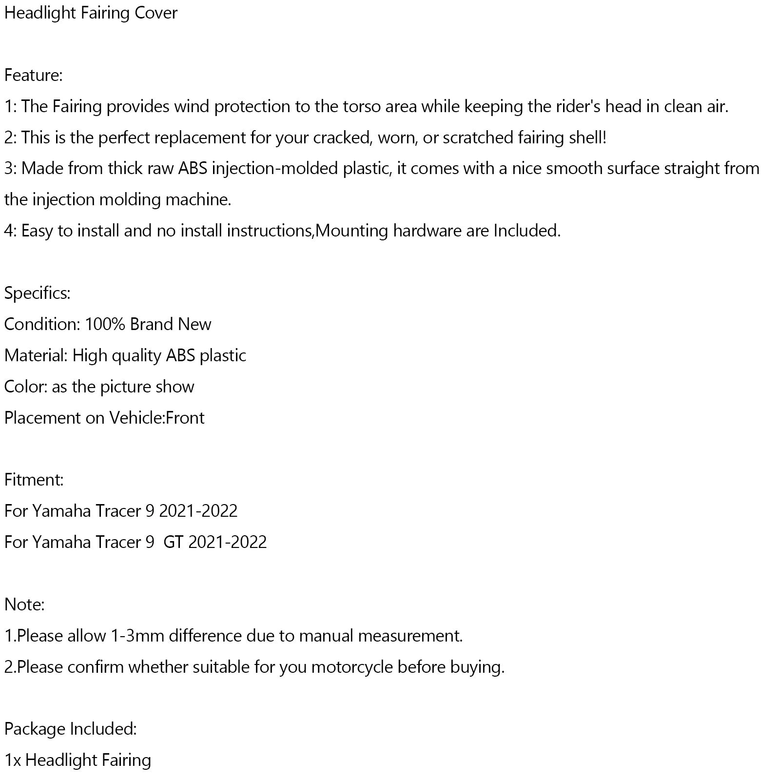 Headlight Fairing Stay Beak Nose Cone For Yamaha Tracer 9 GT 2021-2022