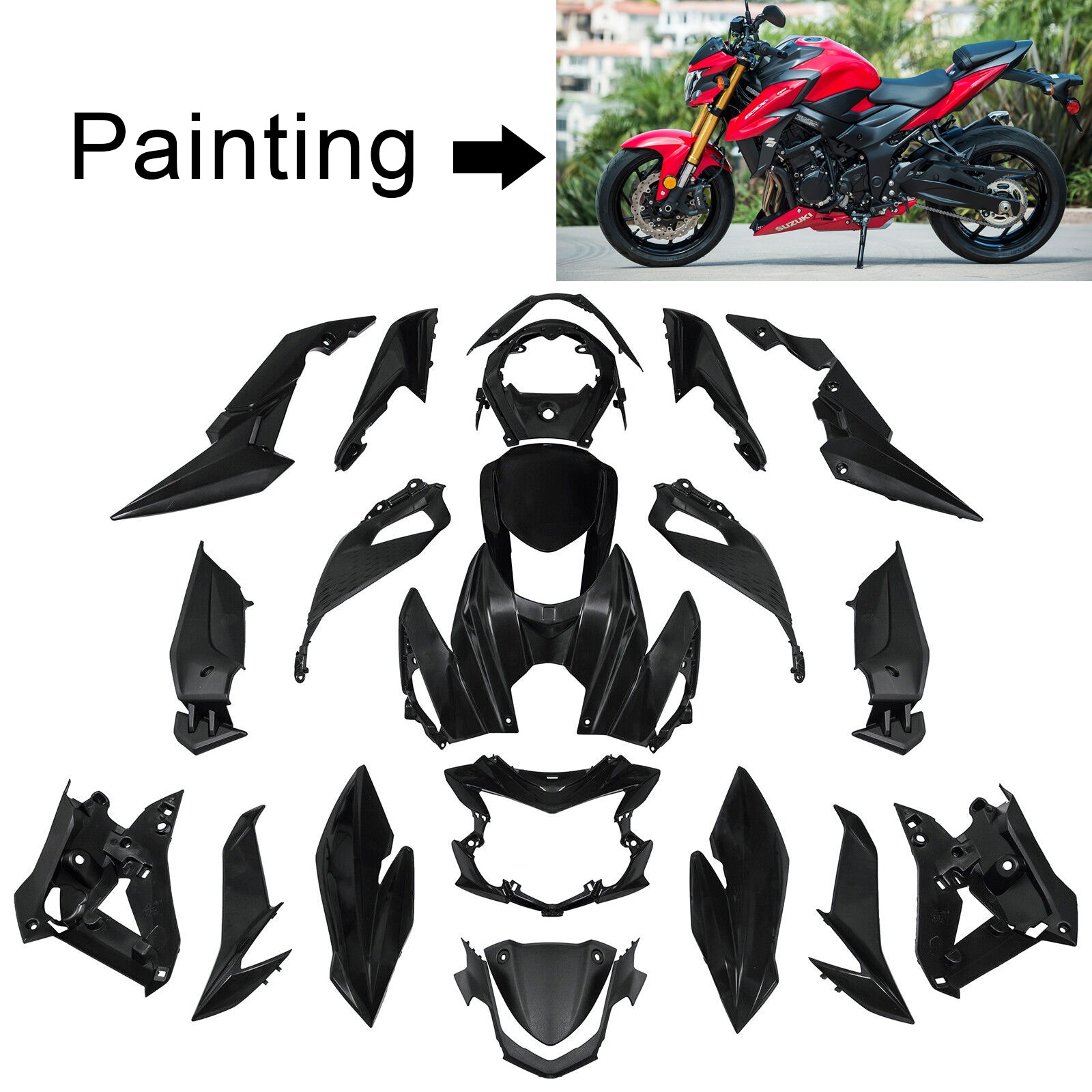 Amotopart 2017-2022 Suzuki GSX-S 750 Fairing Black&Red Kit