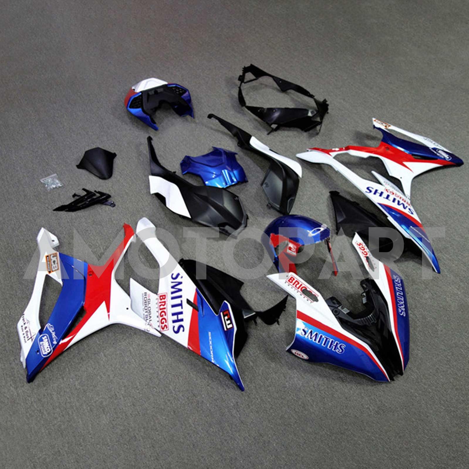 Amotopart 2019-2022 BMW S1000RR/M1000RR Kit de carenado de carreras blanco azul rojo