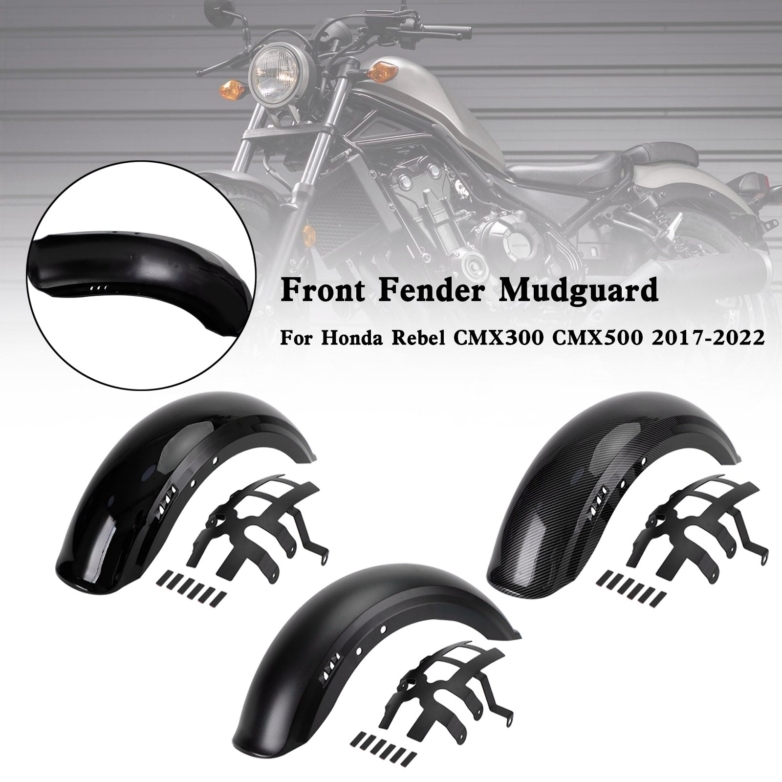 Front Fender Mudguard Fairing för Honda Rebel CMX300 CMX500 2017-2022