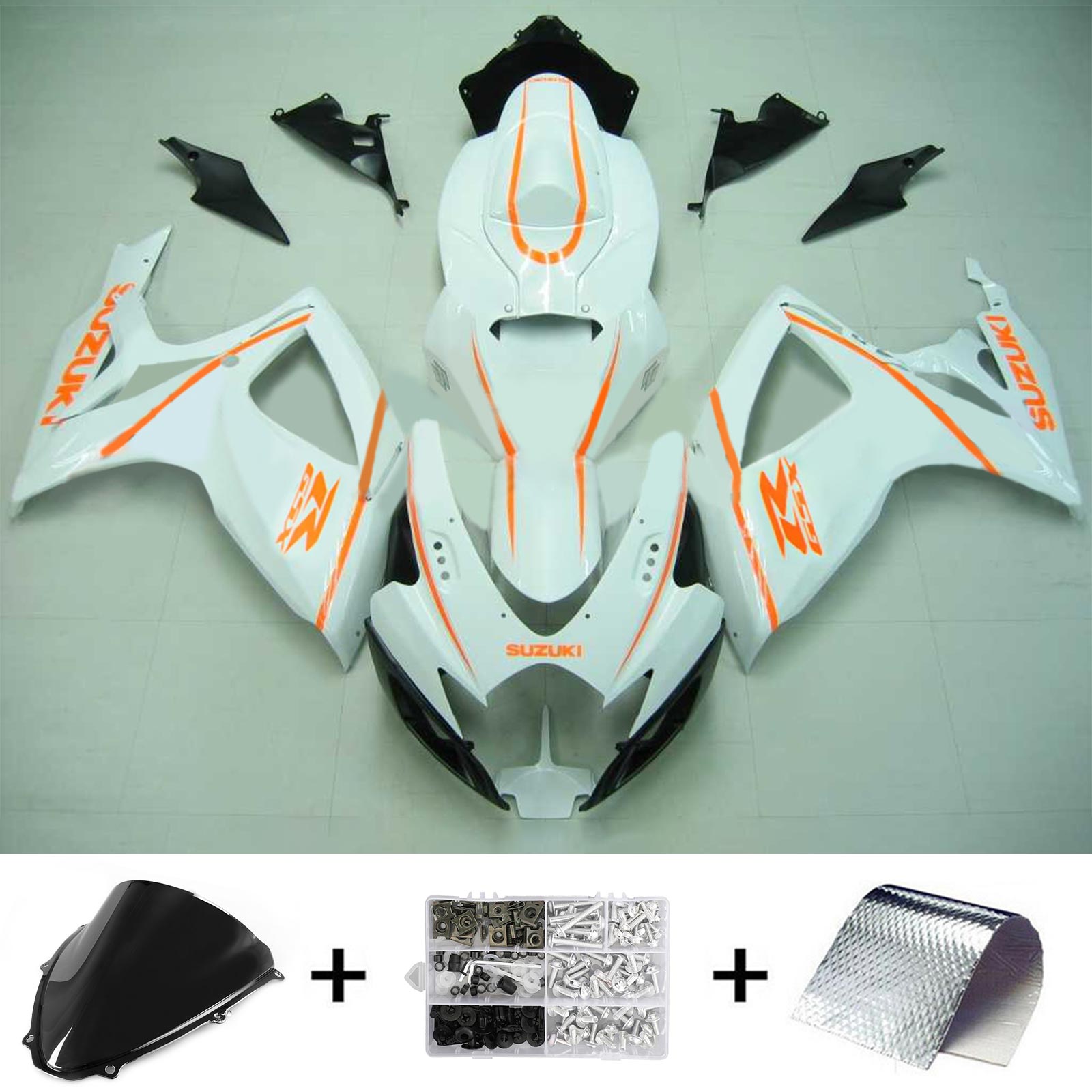 Amotopart 2006-2007 Suzuki GSXR 600/750 White&Orange Fairing Kit