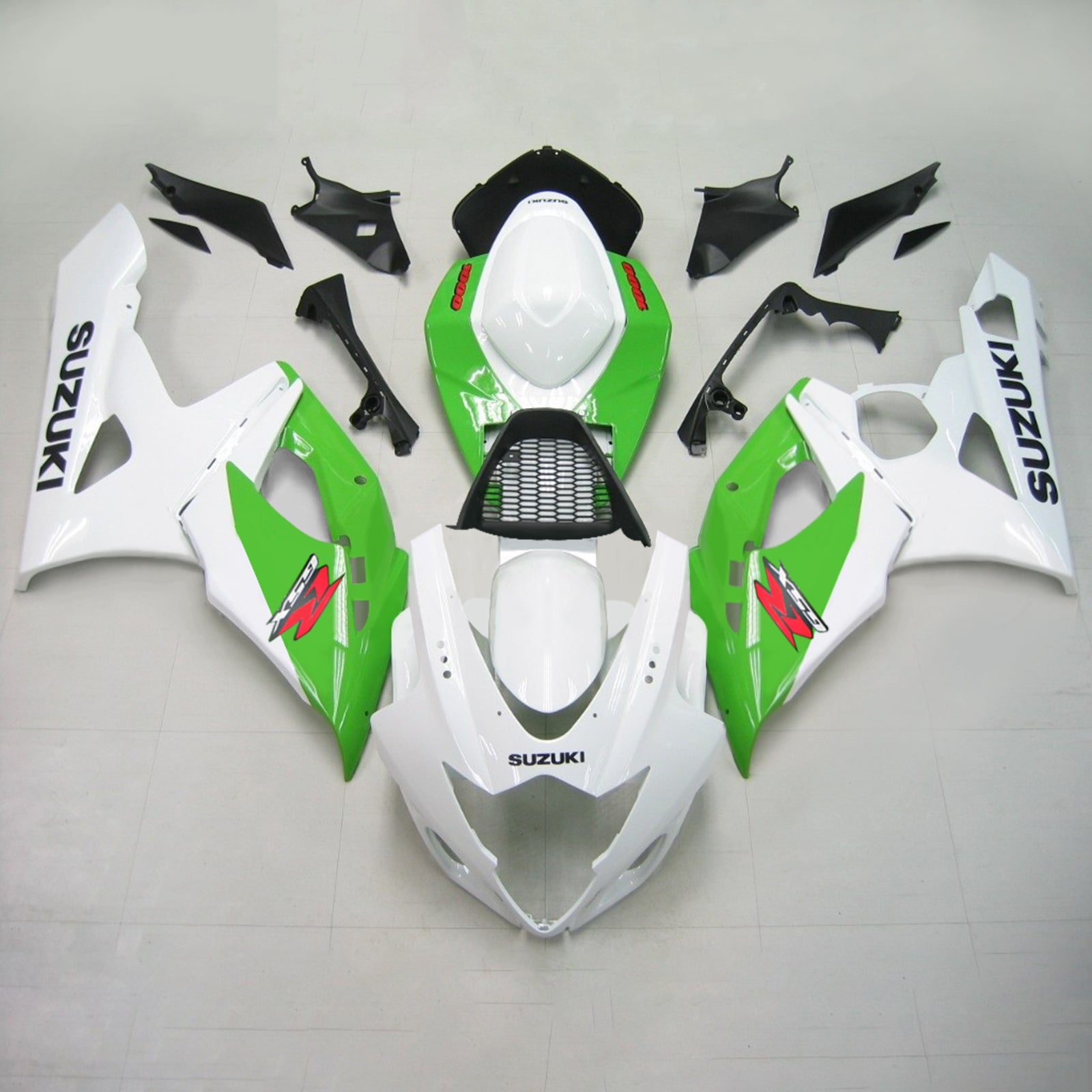 Carénage Amotopart blanc pour Suzuki GSXR1000 2005-2006&Kit vert