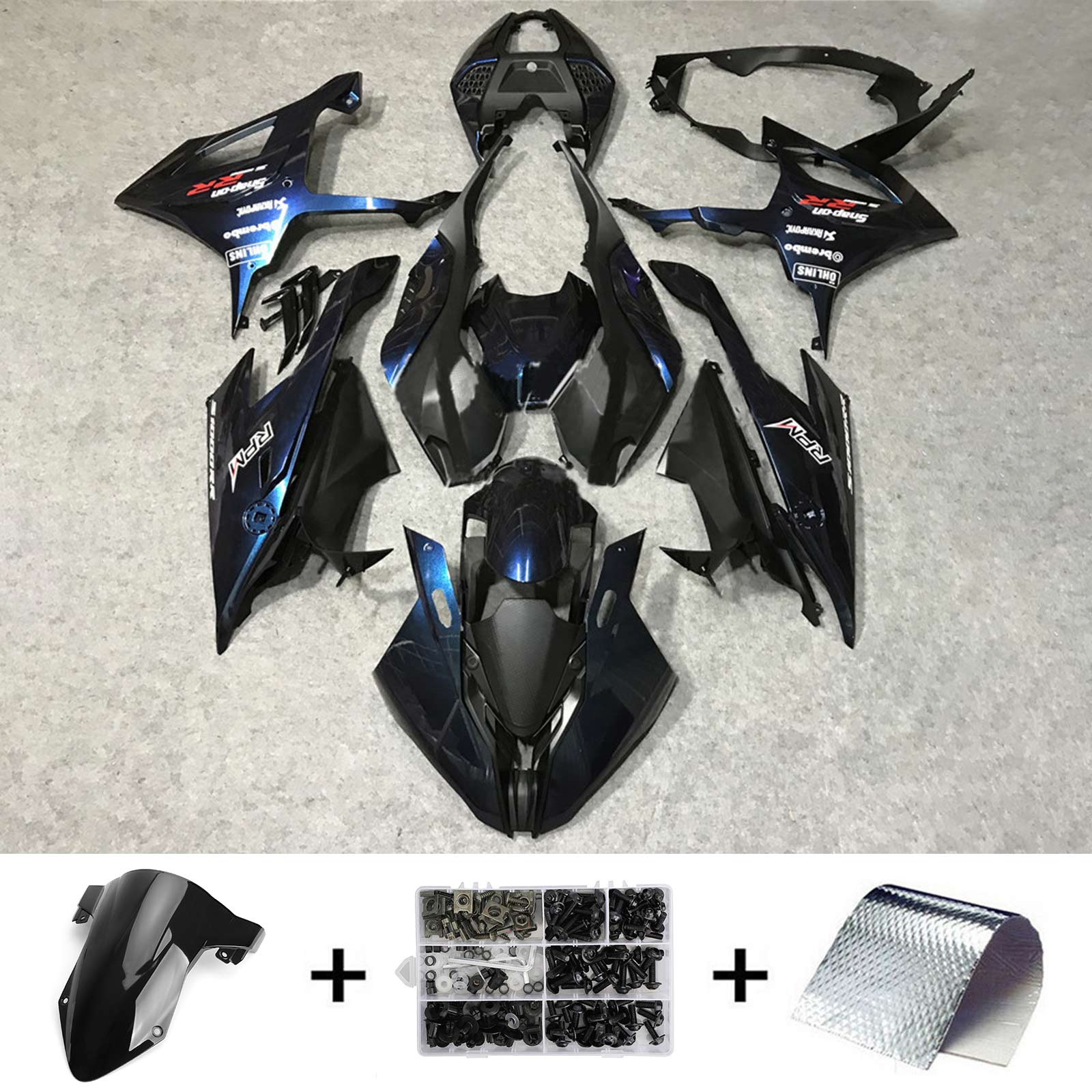 Amotopart 2019-2022 BMW S1000RR/M1000RR Black Dark Blue Racing Fairing Kit