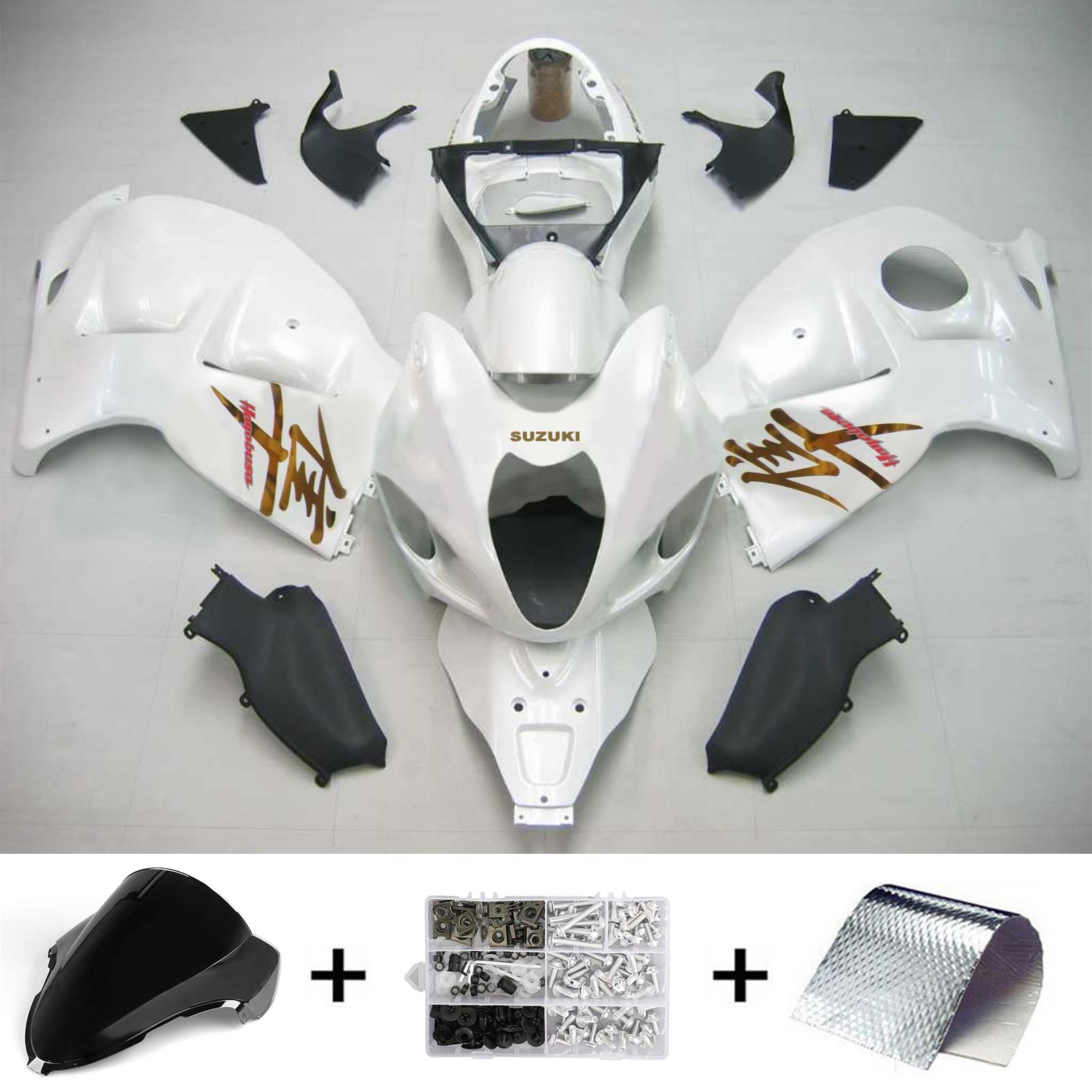 Kapotáž Amotopart 1999-2007 Suzuki Hayabusa GSX1300R bílá&Gstará sada