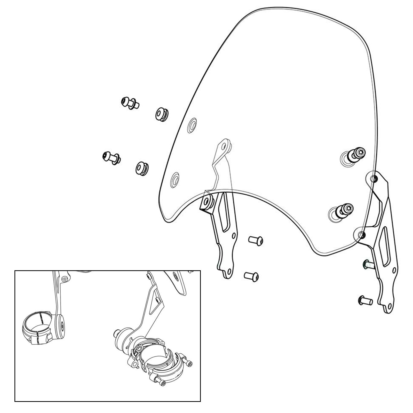 Harley Dyna Softail Models Black ABS Motorcycle Windscreen Windshield Generic