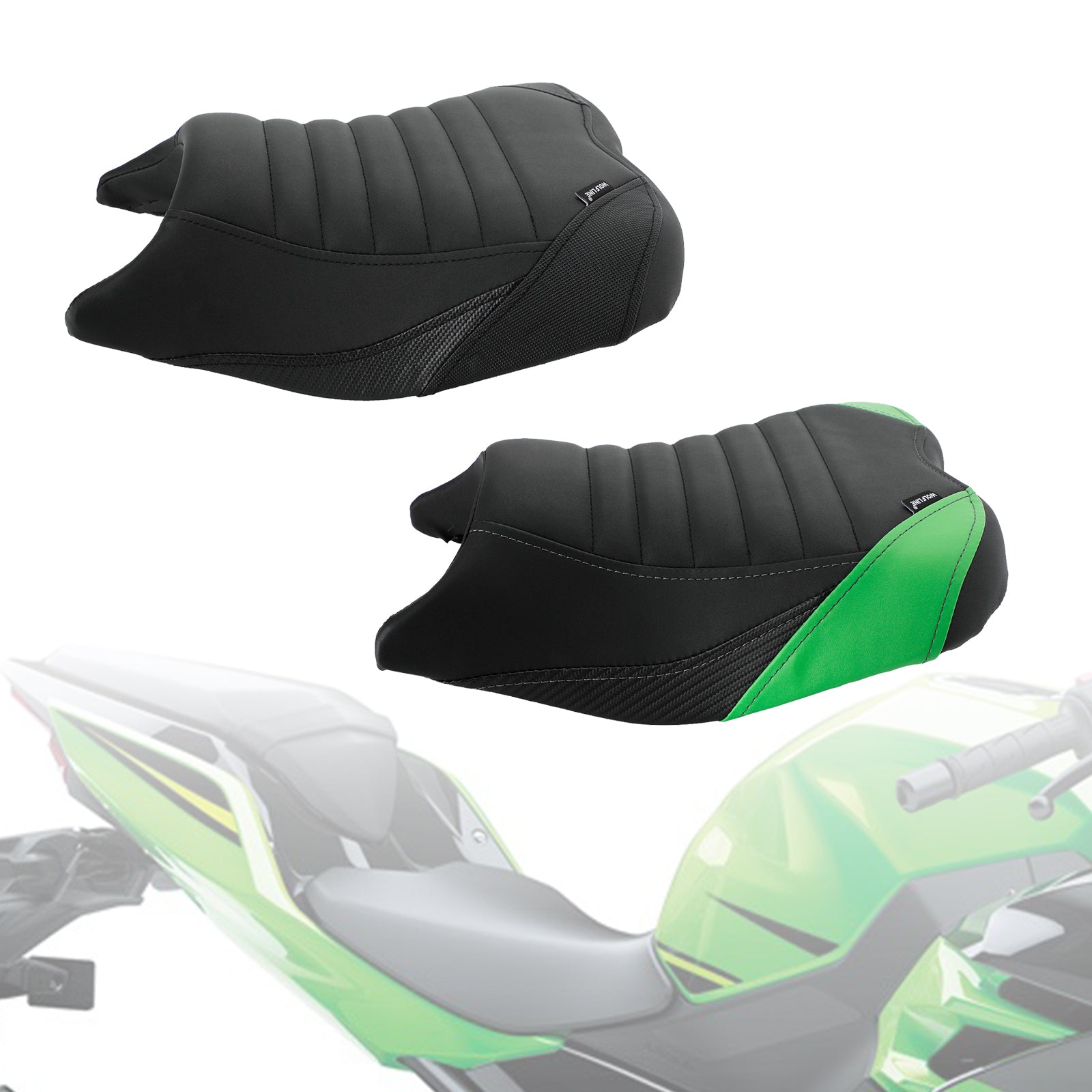 18-22 Kawasaki Ninja 400 Z400 Komplet pude rytter Passagersæde Green