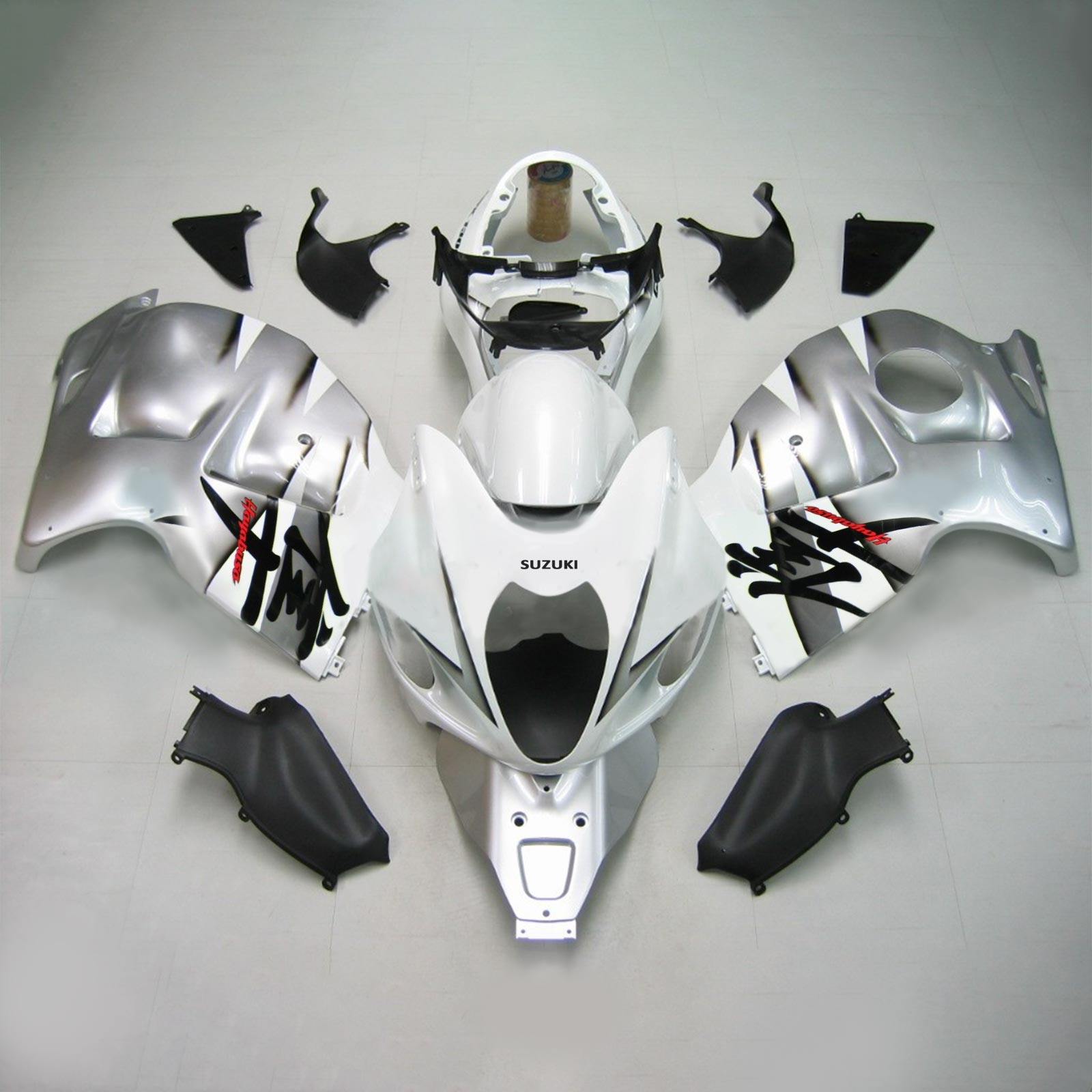 Amotopart 1999-2007 Suzuki Hayabusa GSX1300R Verkleidung Silber&Wweißes Kit