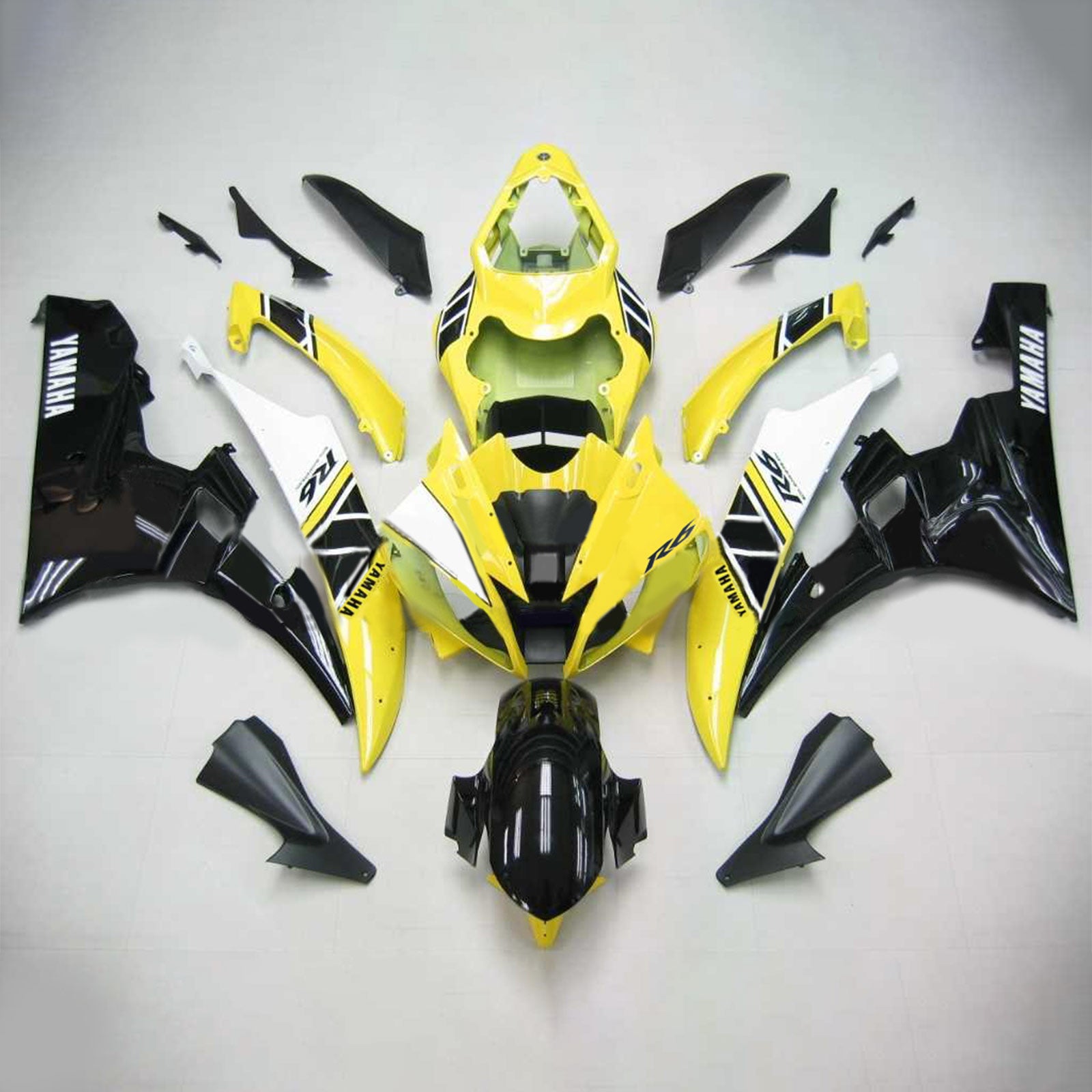 Amotopart Yamaha 2006-2007 YZF 600 R6 Black Yellow Fairing Kit