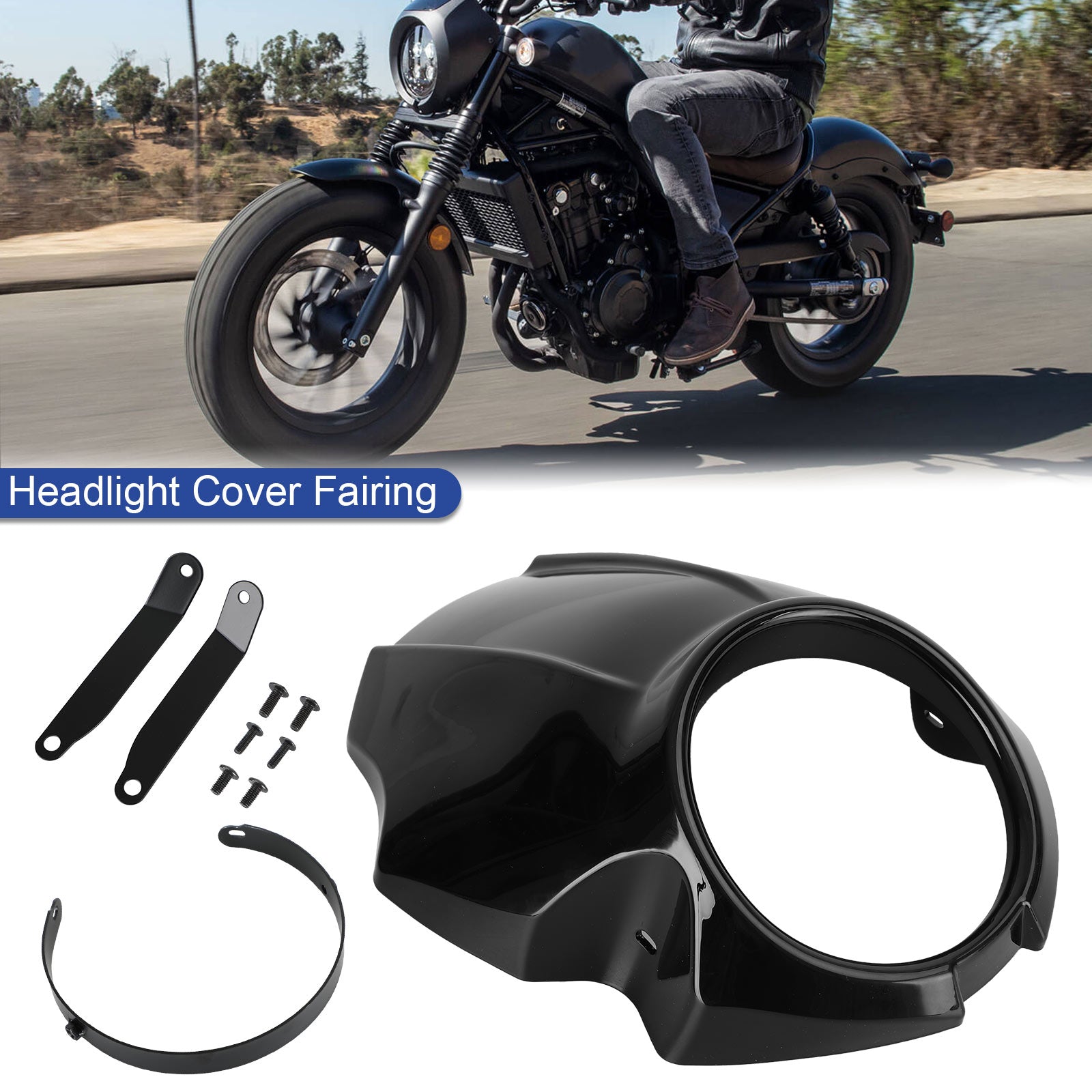 FRONT HEADLIGHT COVER WINDSHIELD WINDSCREEN FOR HONDA REBEL CMX 300 500 17-2021 Generic