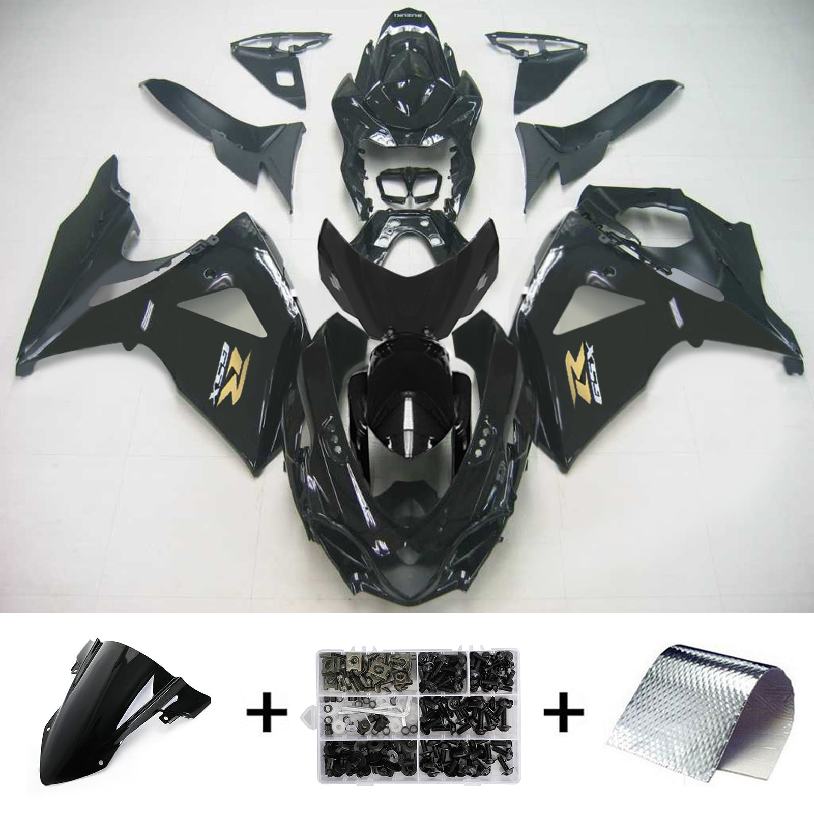 Amotopart 2009-2016 Suzuki GSXR1000 Fairing Black&Gold Letter Kit
