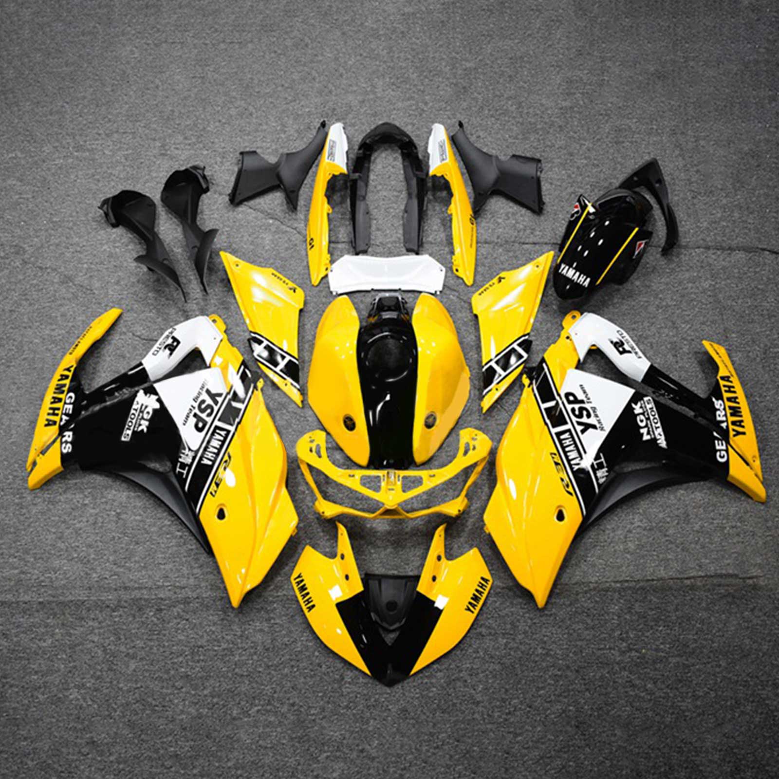 Amotopart Fairing Kit Yamaha 2014-2018 YZF R3 & 2015-2017 YZF R25 Yellow Black Fairing Kit